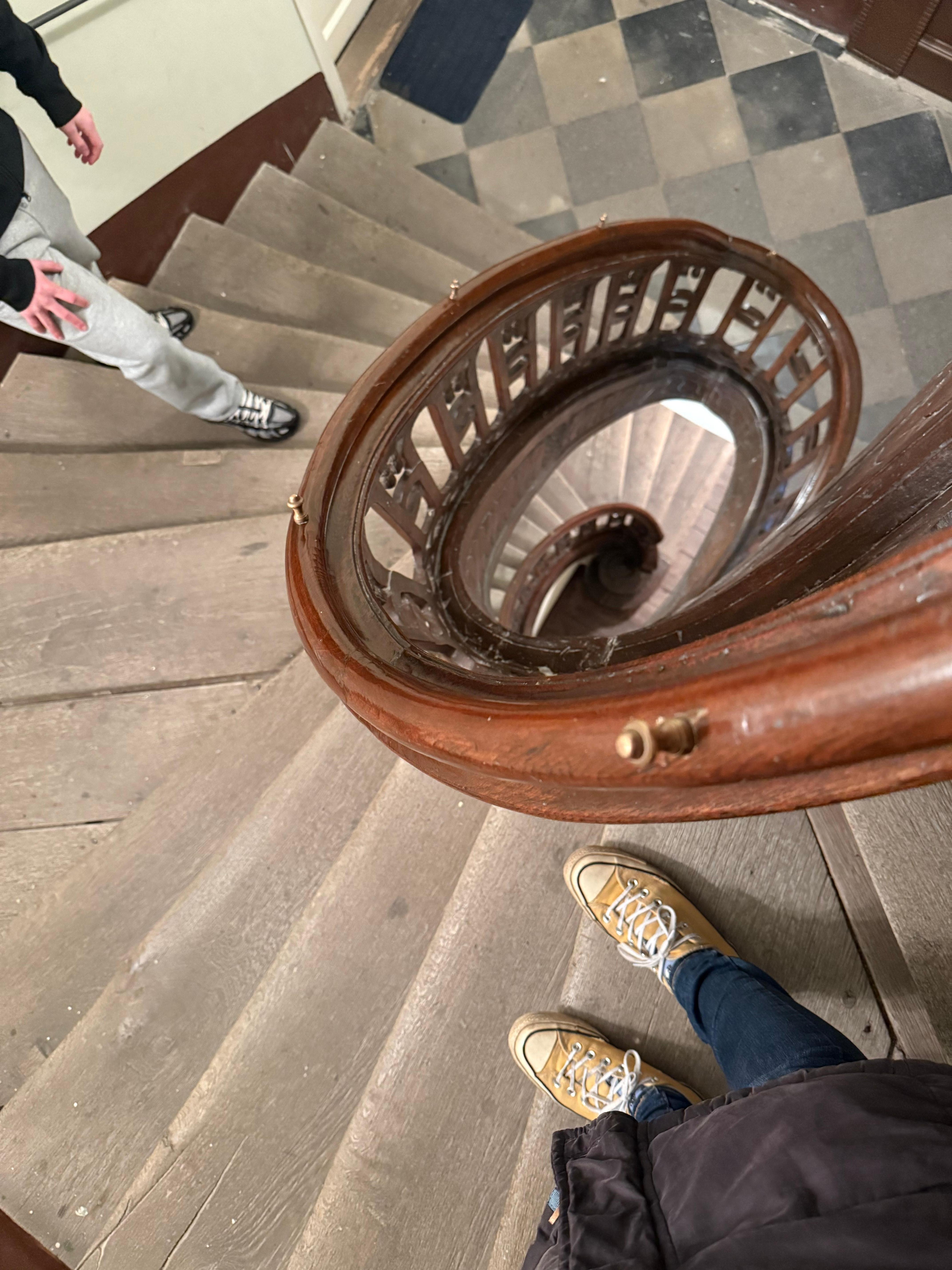 The staircase leading up to the apartment.