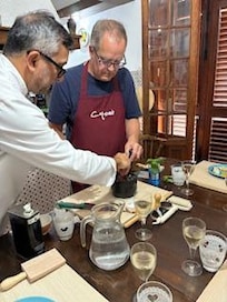 A Chef came to the Villa to teach us to make a traditional Sicilian dinner.