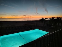 The view from the balcony at sunset.