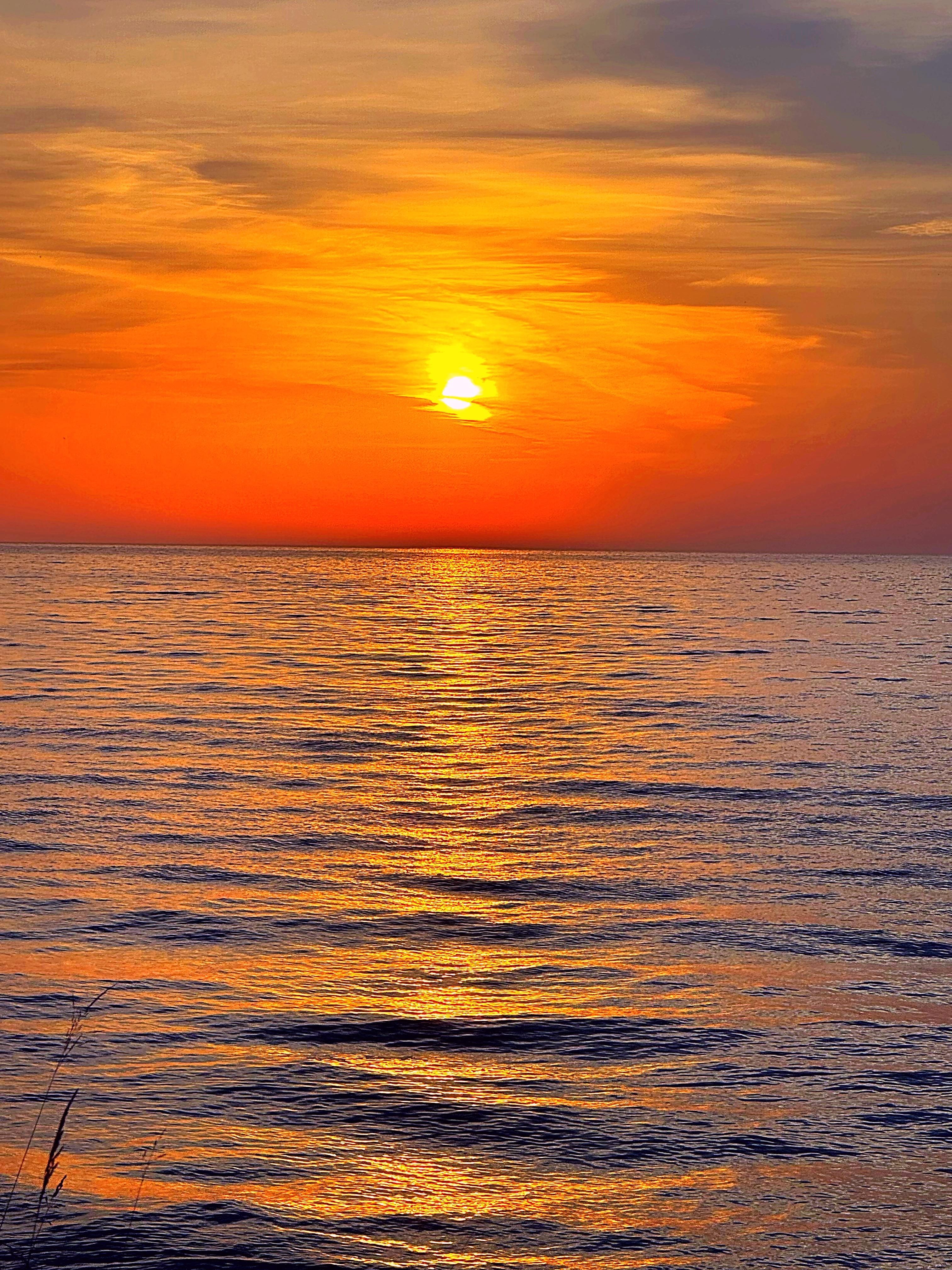 Stunning sunrise in front of cabin.