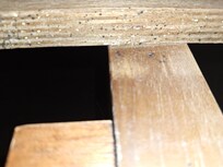 Bed bug eggs on the bedframe.