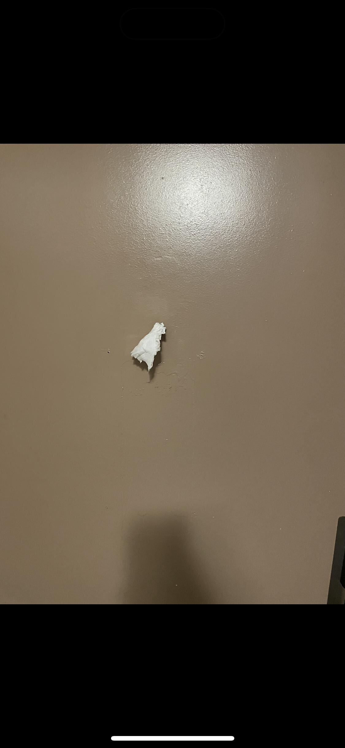There were several holes in walls stuffed with toilet paper? Not sure of purpose but was gross! 