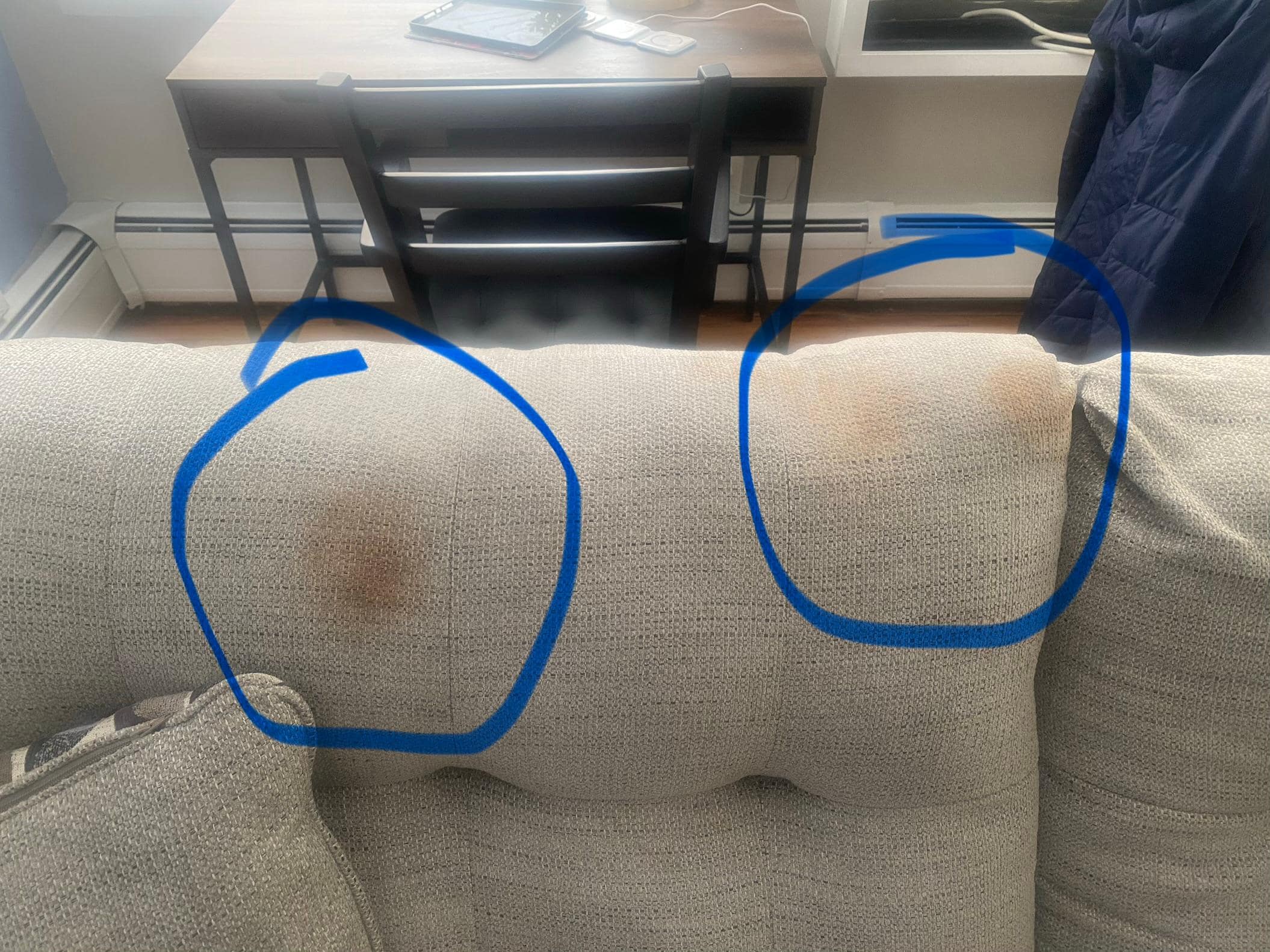 Stains on sofa