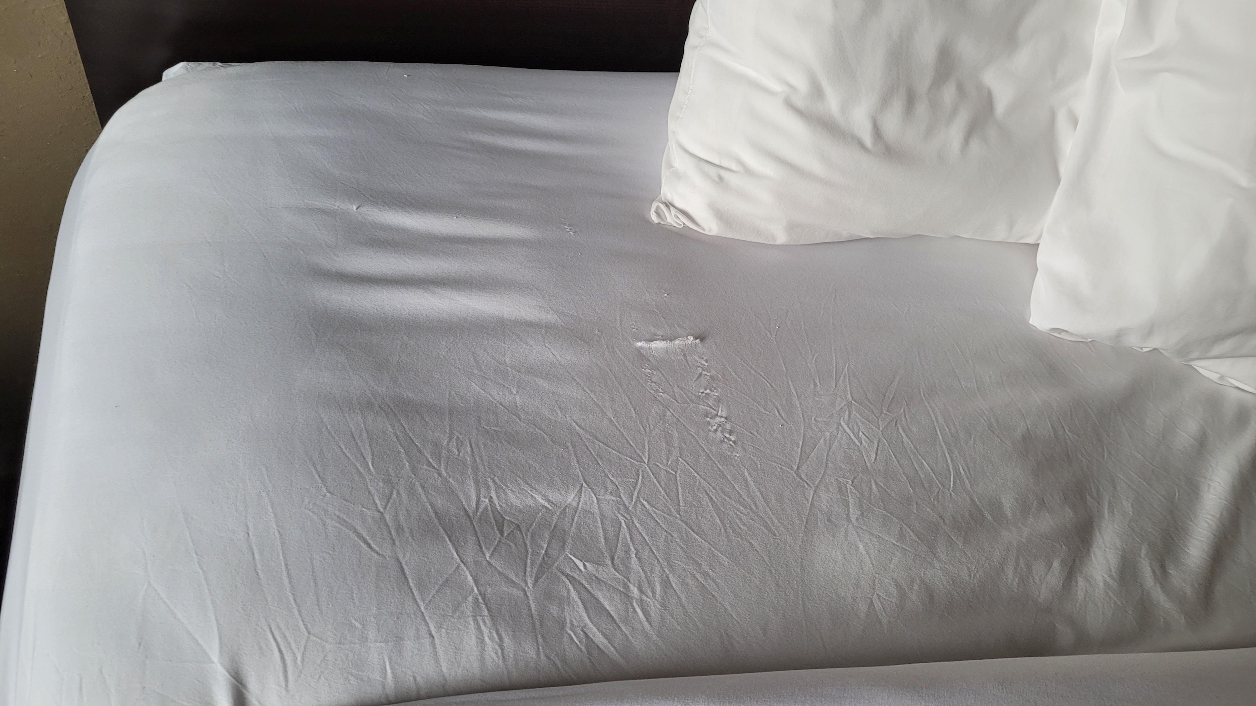 The sheets were very worn. 