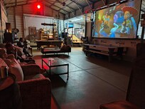 Game barn: we had a movie night. Popcorn machine included.