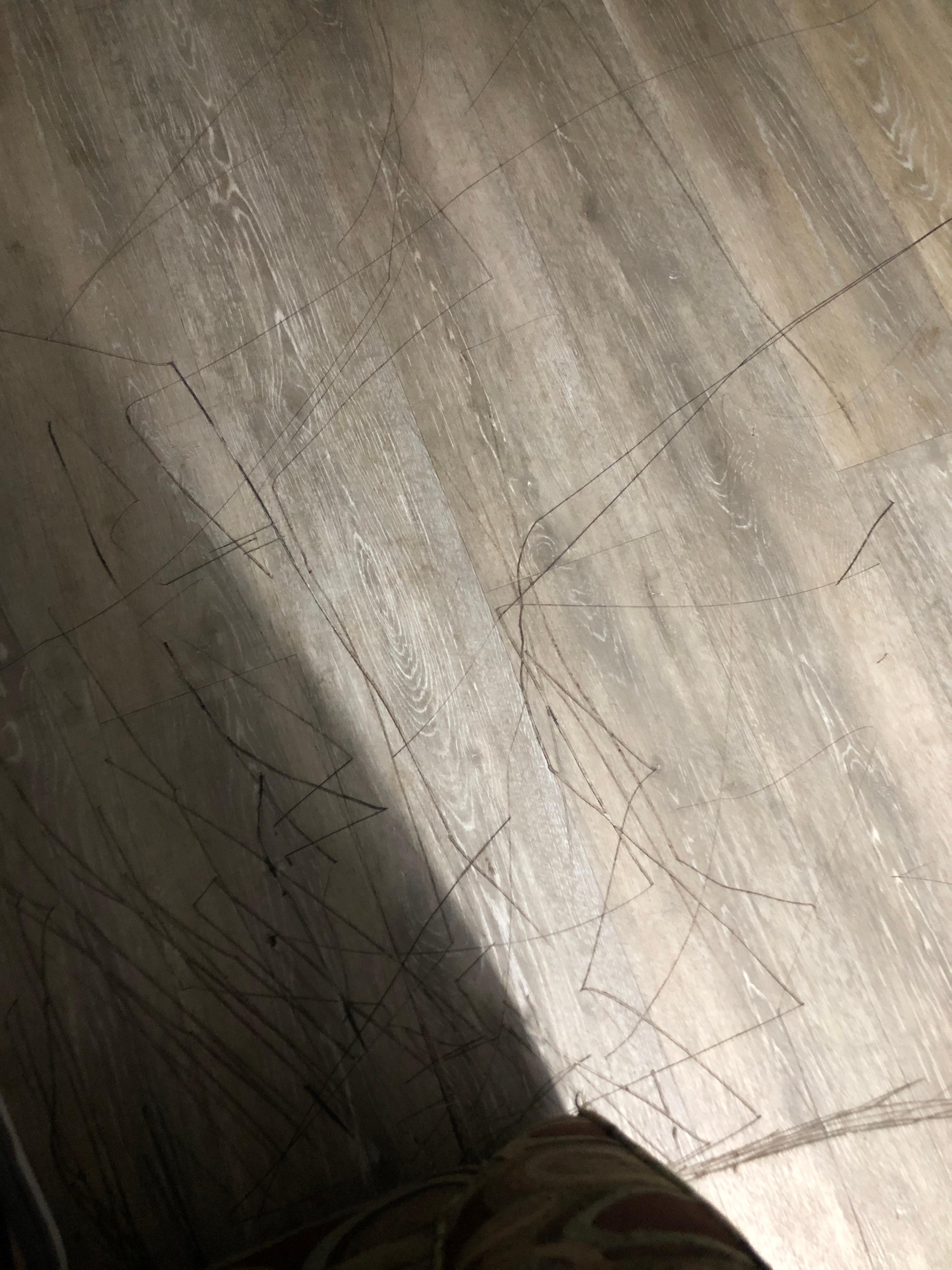 Marker all over floor 