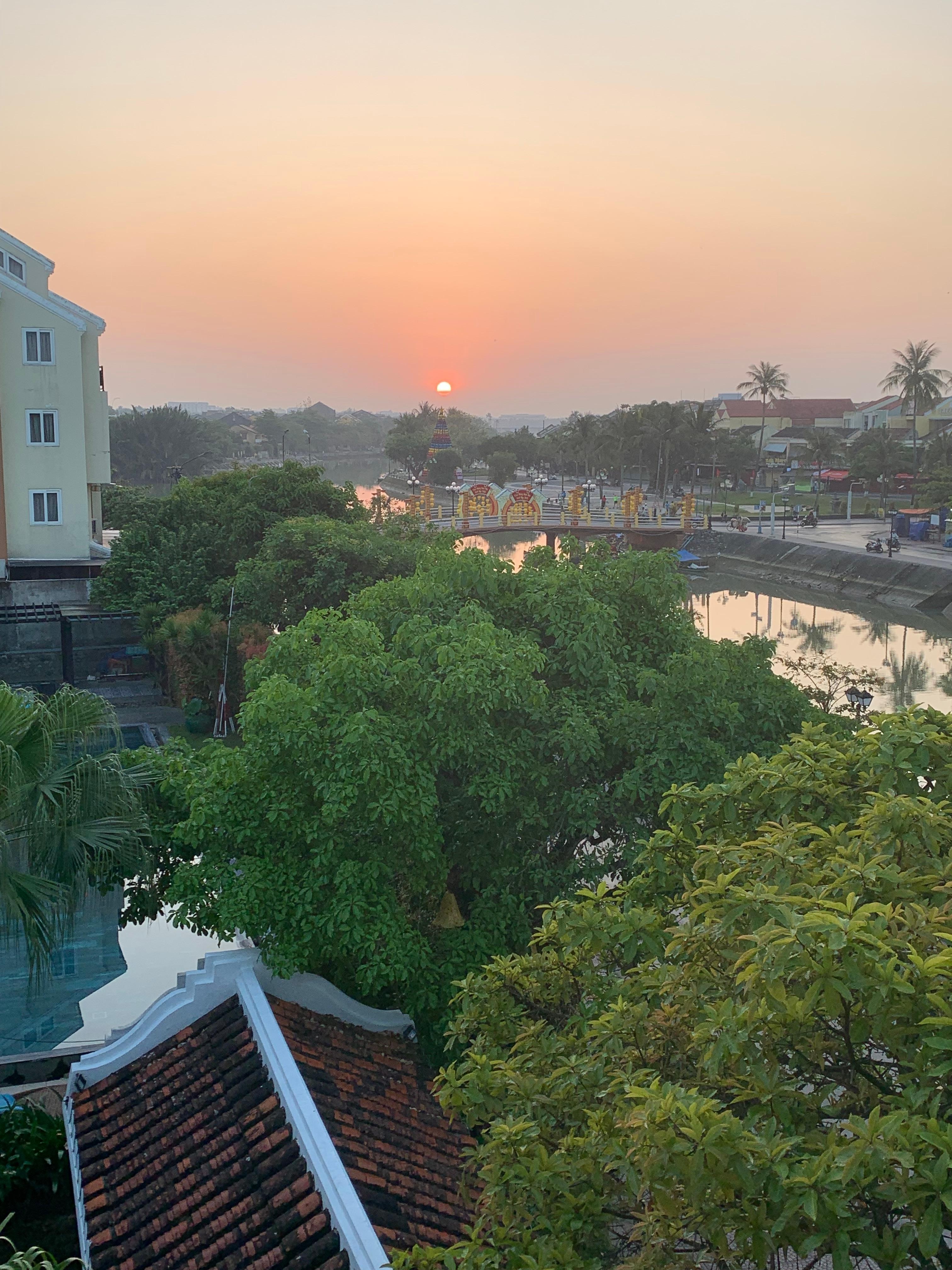 From balcony in the morning sunrise 