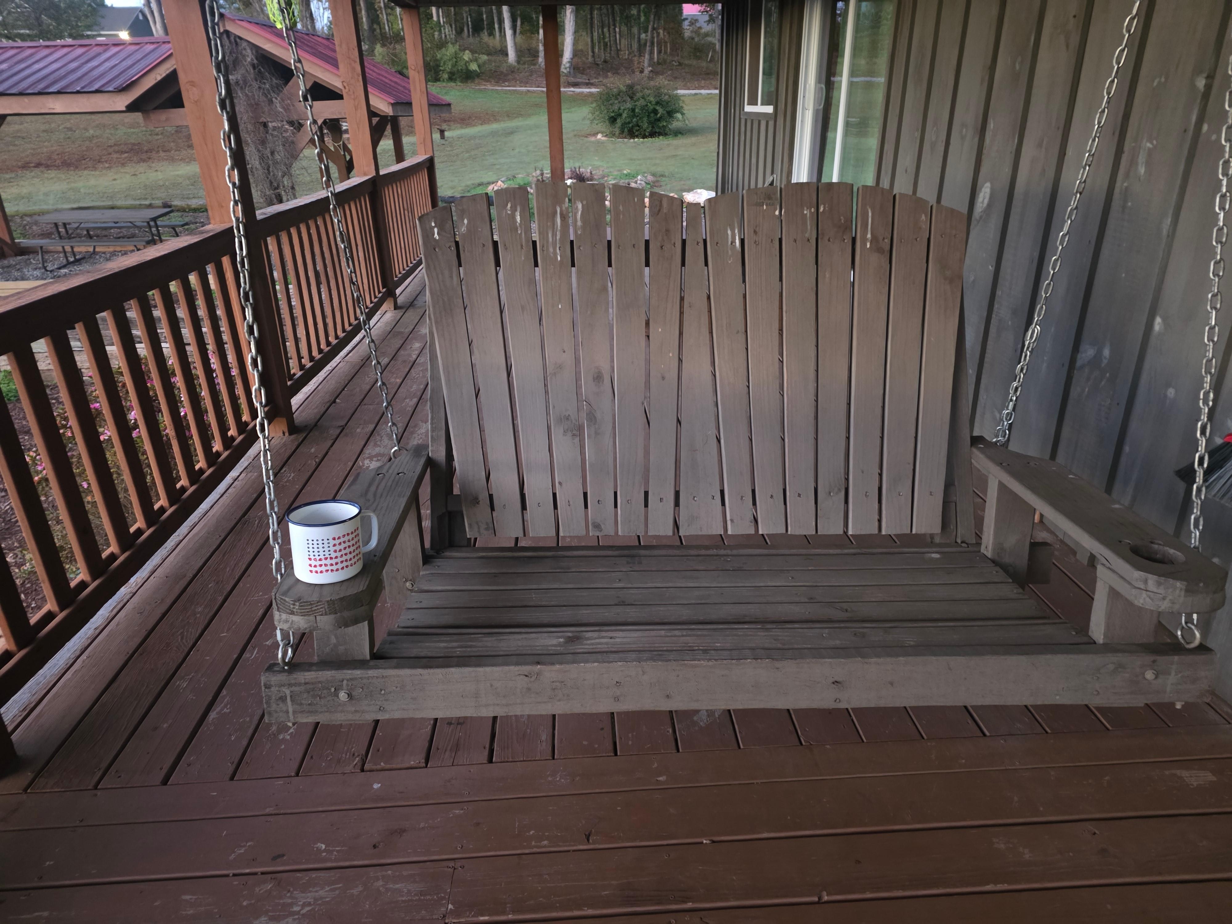 Porch swing..my favorite start to the day. Coffee and sunrise.