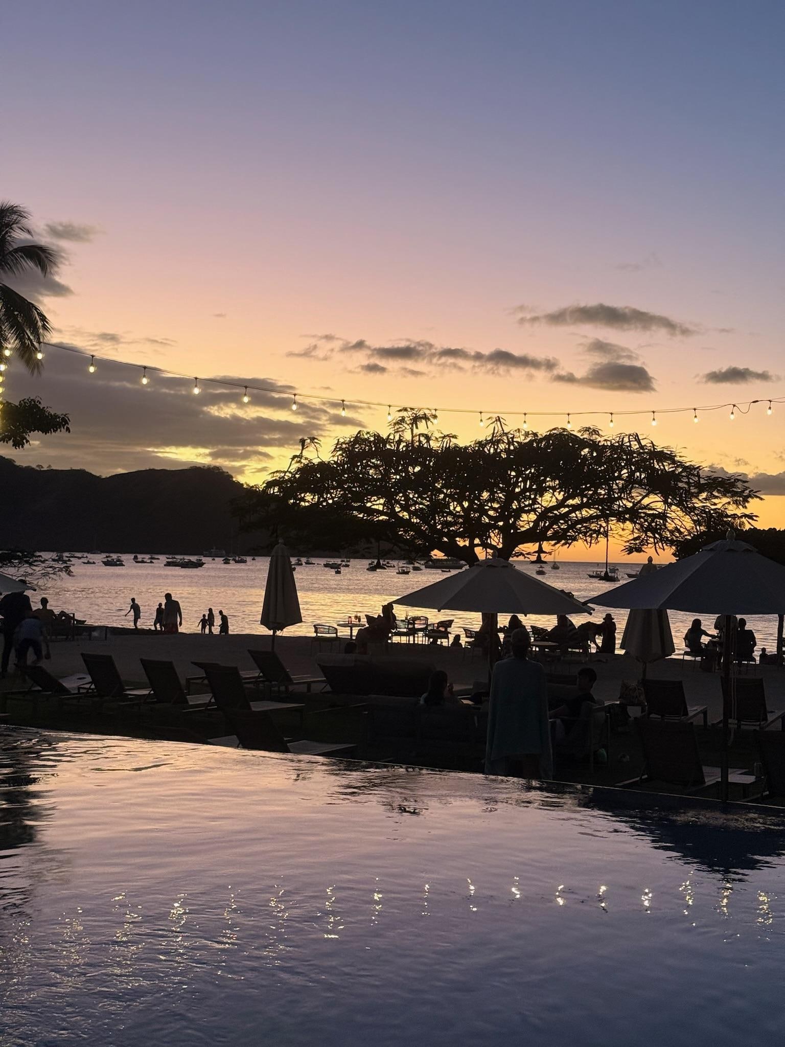 Beach club at sunset