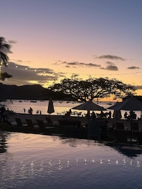 Beach club at sunset