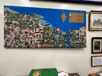 Quilted map of the Hilton, Parma, and Greece regions west of Rochester, NY. (Historical Society)