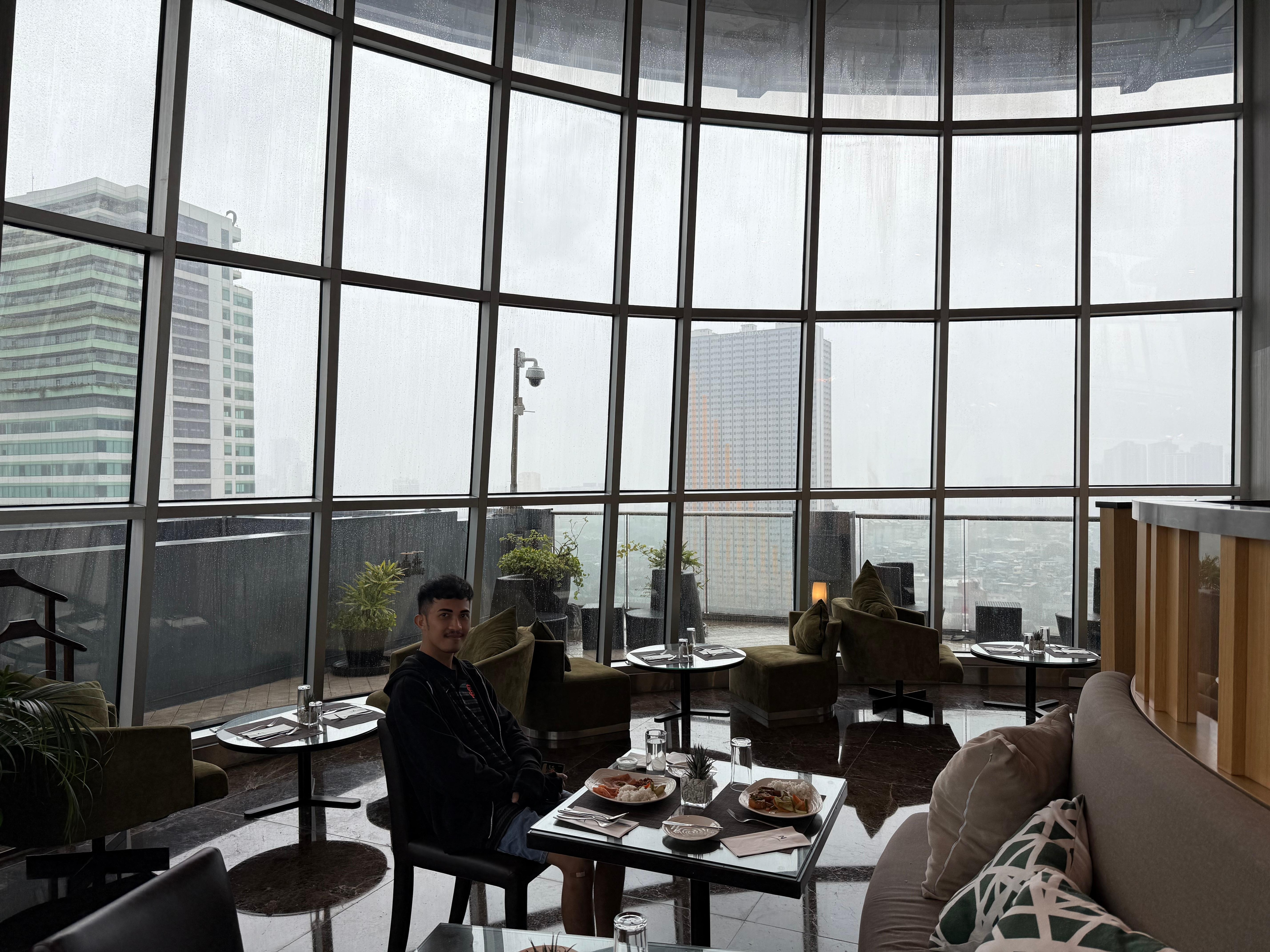 Enjoying breakfast buffet