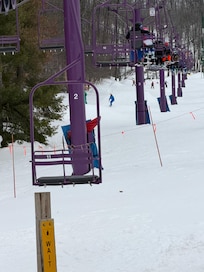 1 minute drive to drop the skiers off so I could head back to the house to read!