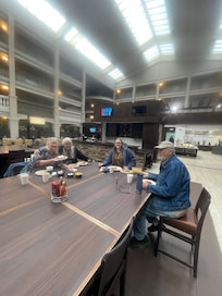 Enjoying our made to order omelet breakfast with fresh waffles.