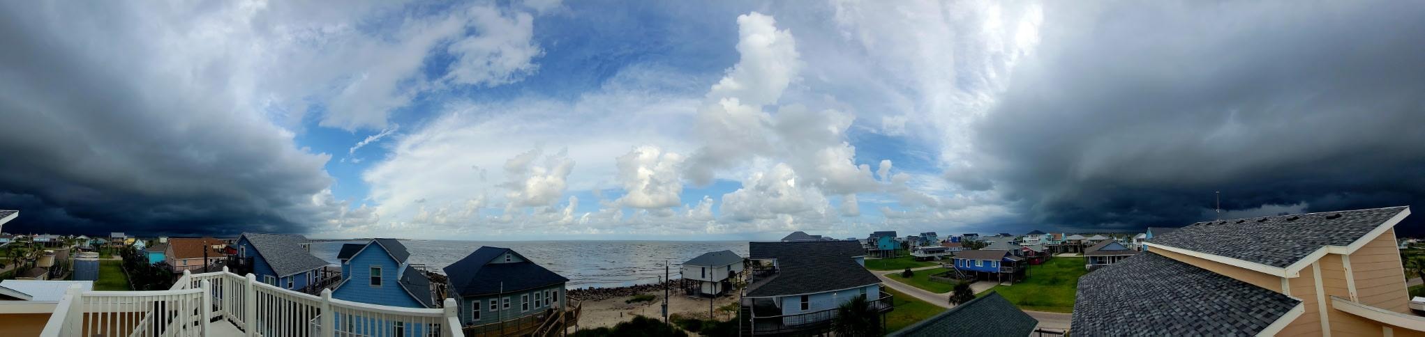 Panoramic bird's eye view of incoming storms.