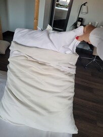 Gross dingy pillow case that was supposed to be white