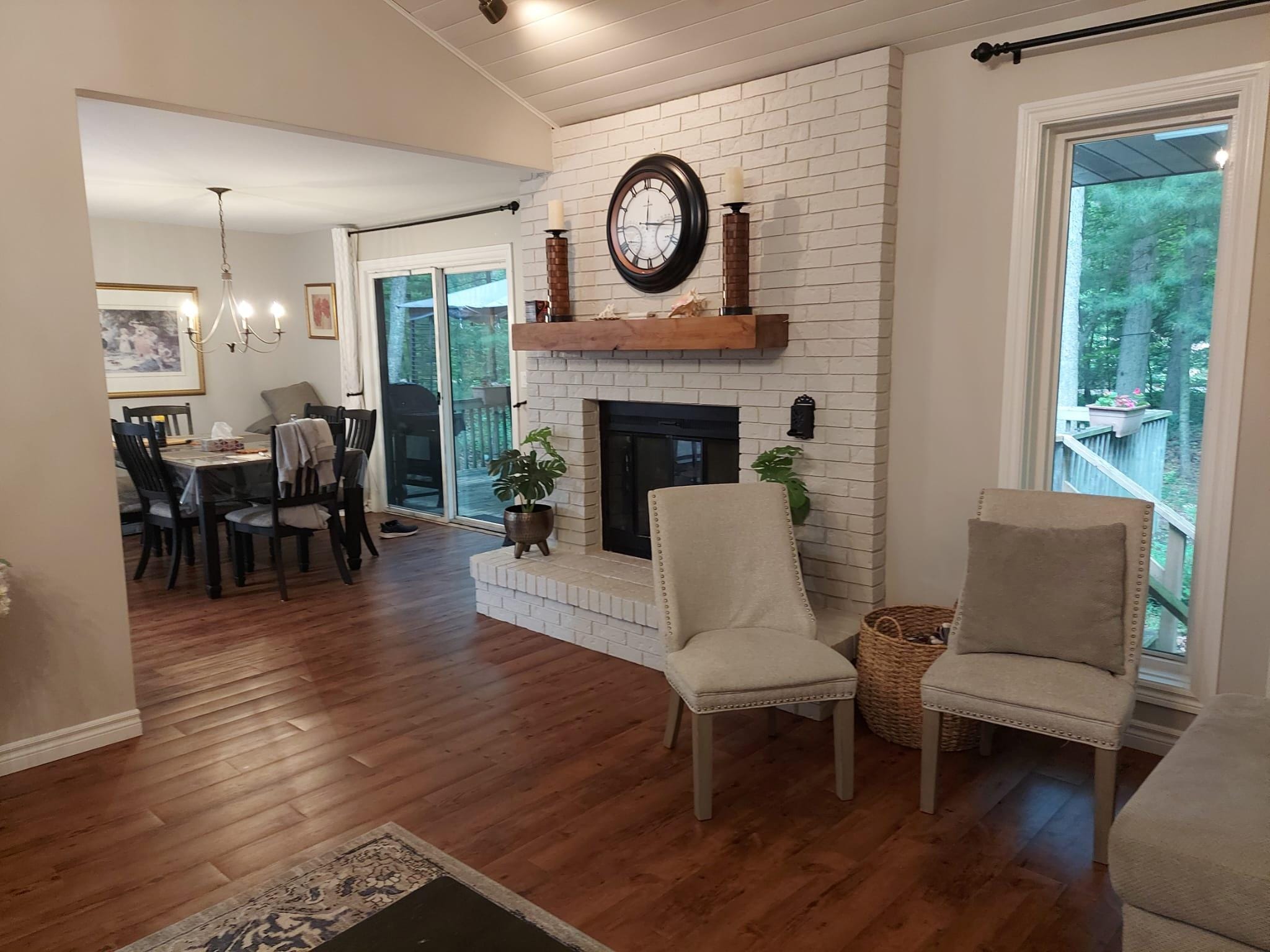 View from living room to dining/kitchen area