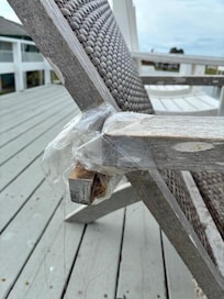 Taped chair on upper deck
