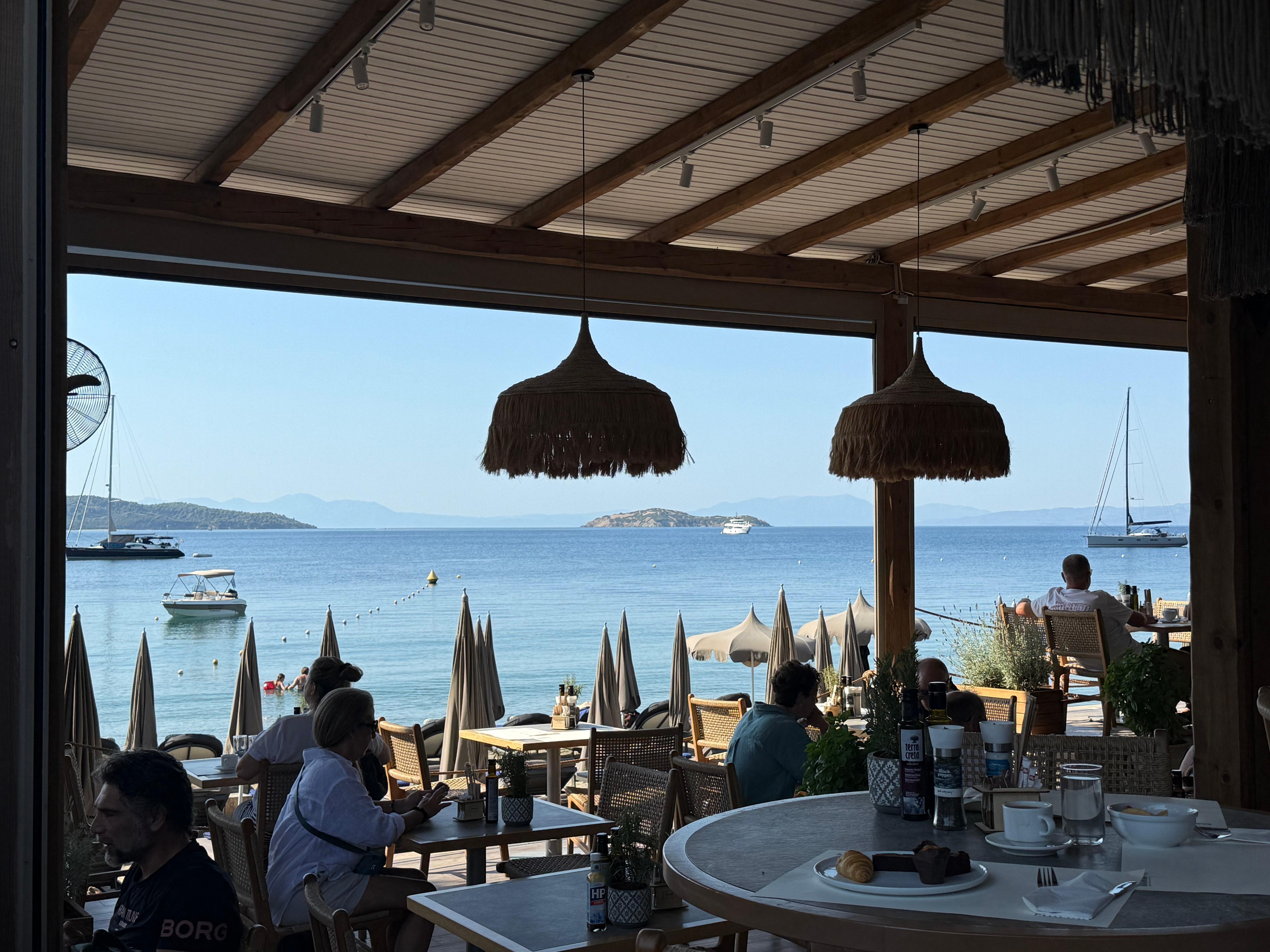Breakfast with this view was exceptional and the breakfast spread was very good.