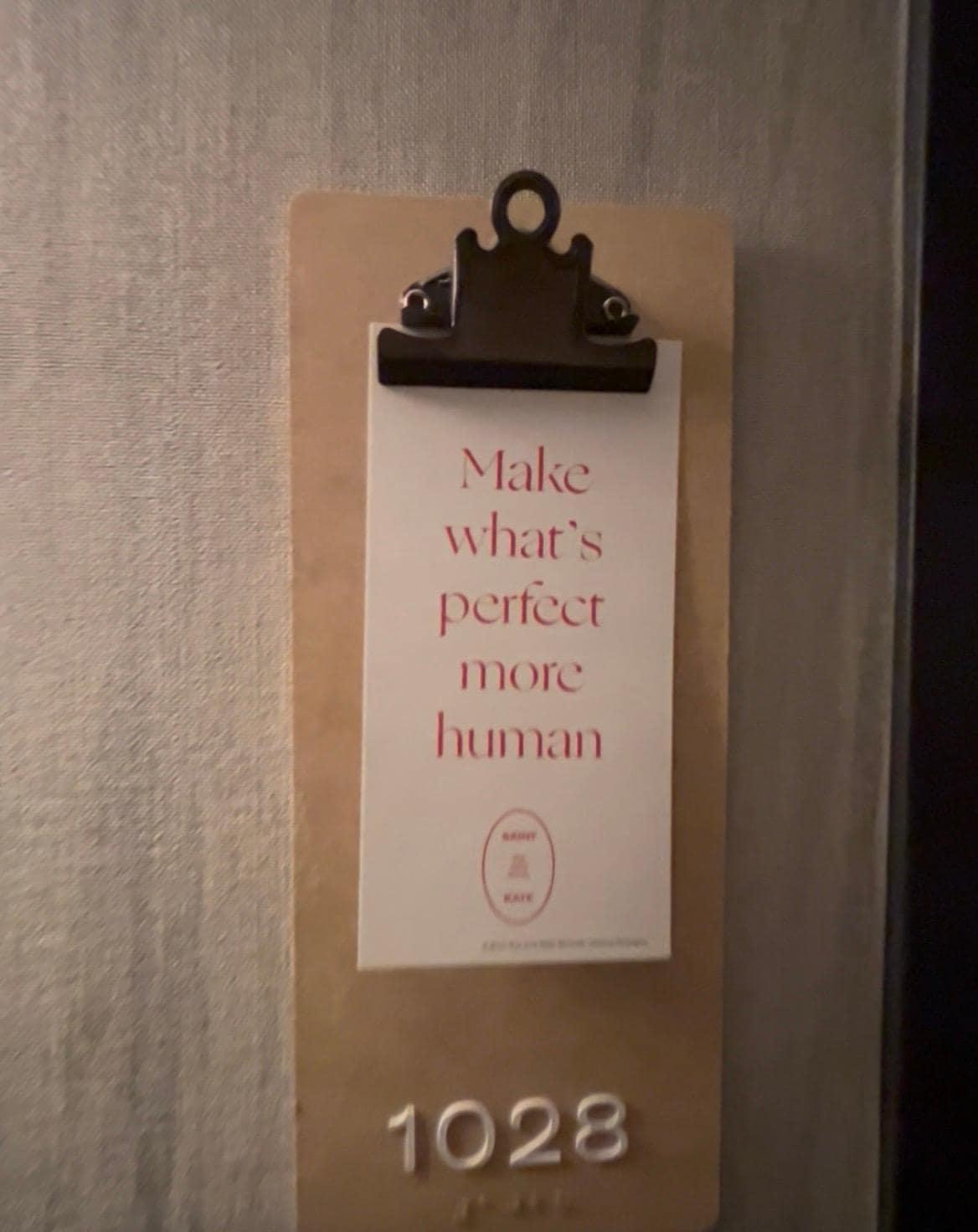 Cute note at room door