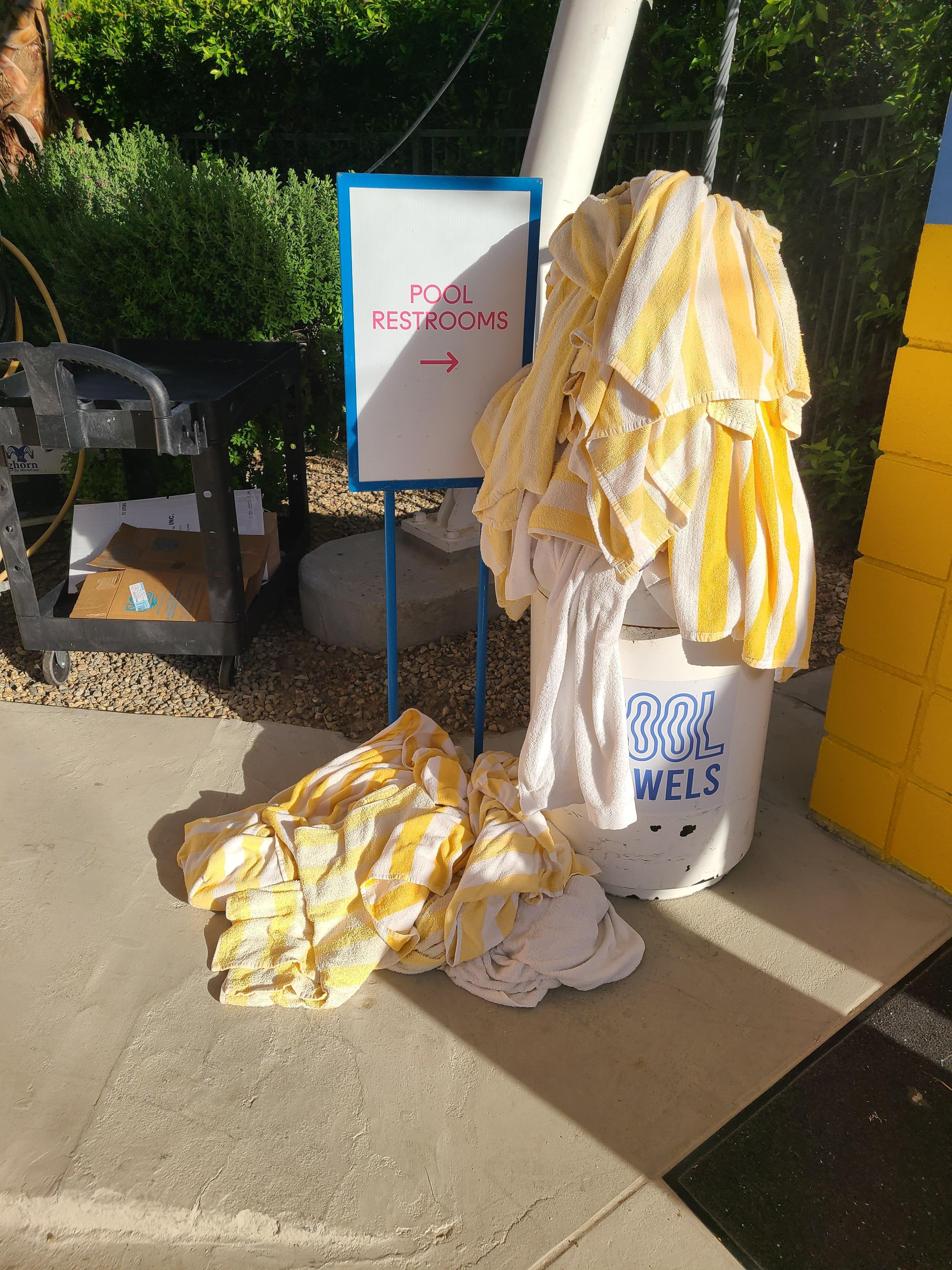 Overflowing towel bin