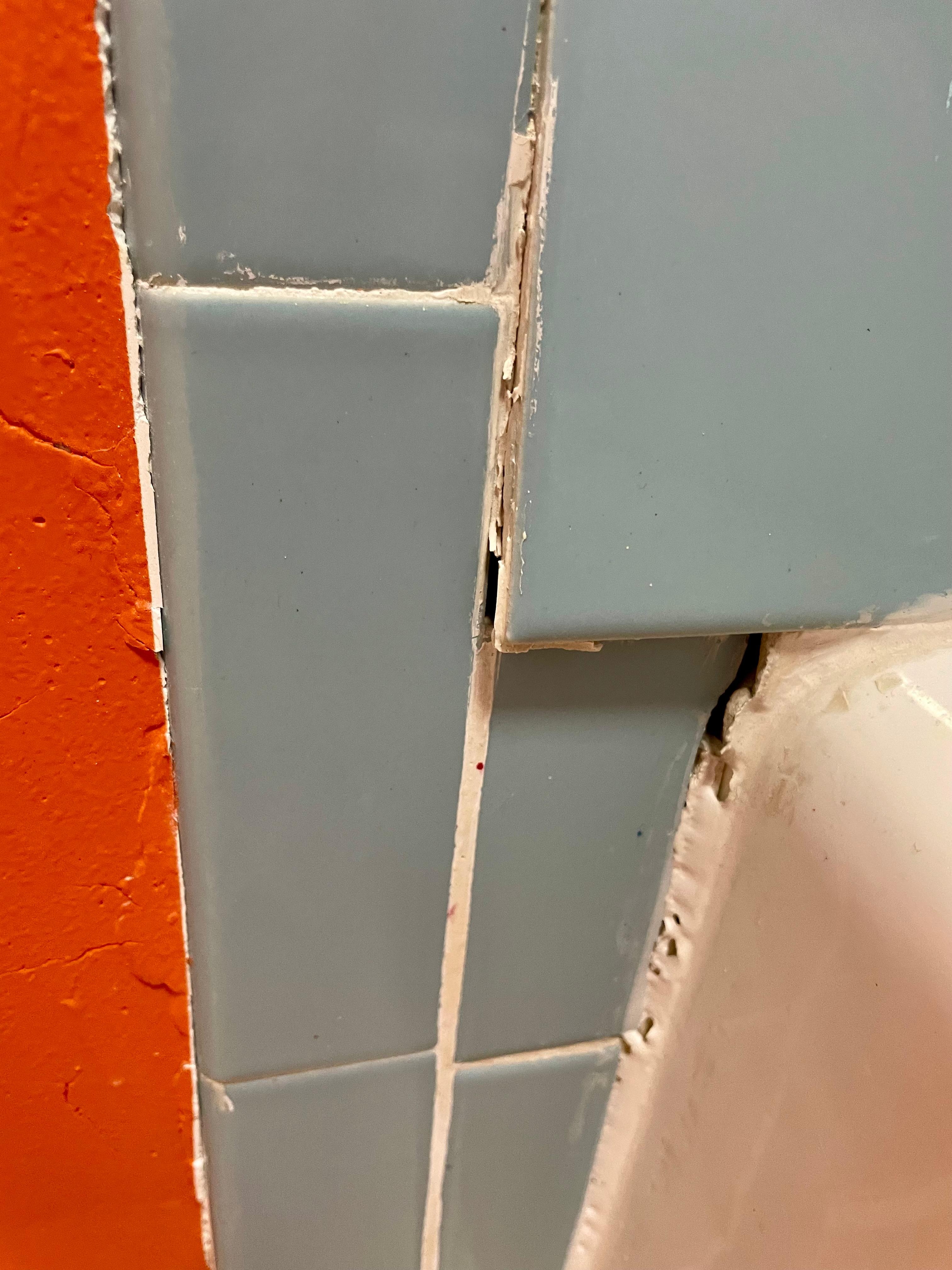 A lot of broken tile and areas that need to be attended to