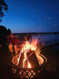 Bonfire by the lake.