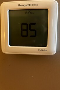 This is the house temperature that never went down, extremely hot the cheap AC unit they had were not working the central air unit outside had to have been from late 90s which was ridiculous. Who you think can sleep comfortably.