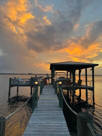 Beautiful sunset with a view of the dock.