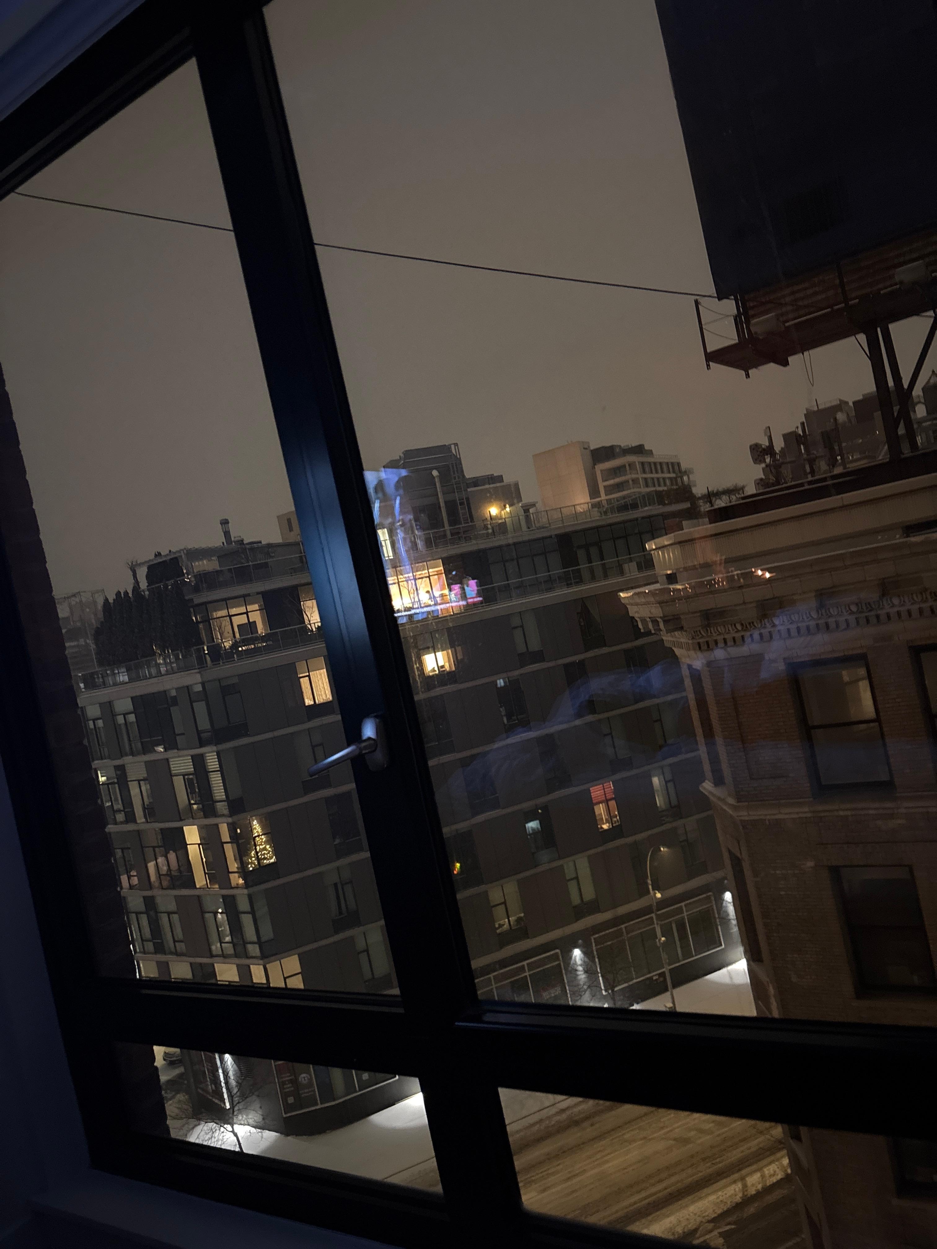 View of the city from the bed