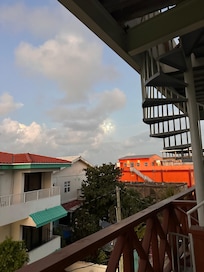 Full moon off balcony early morning