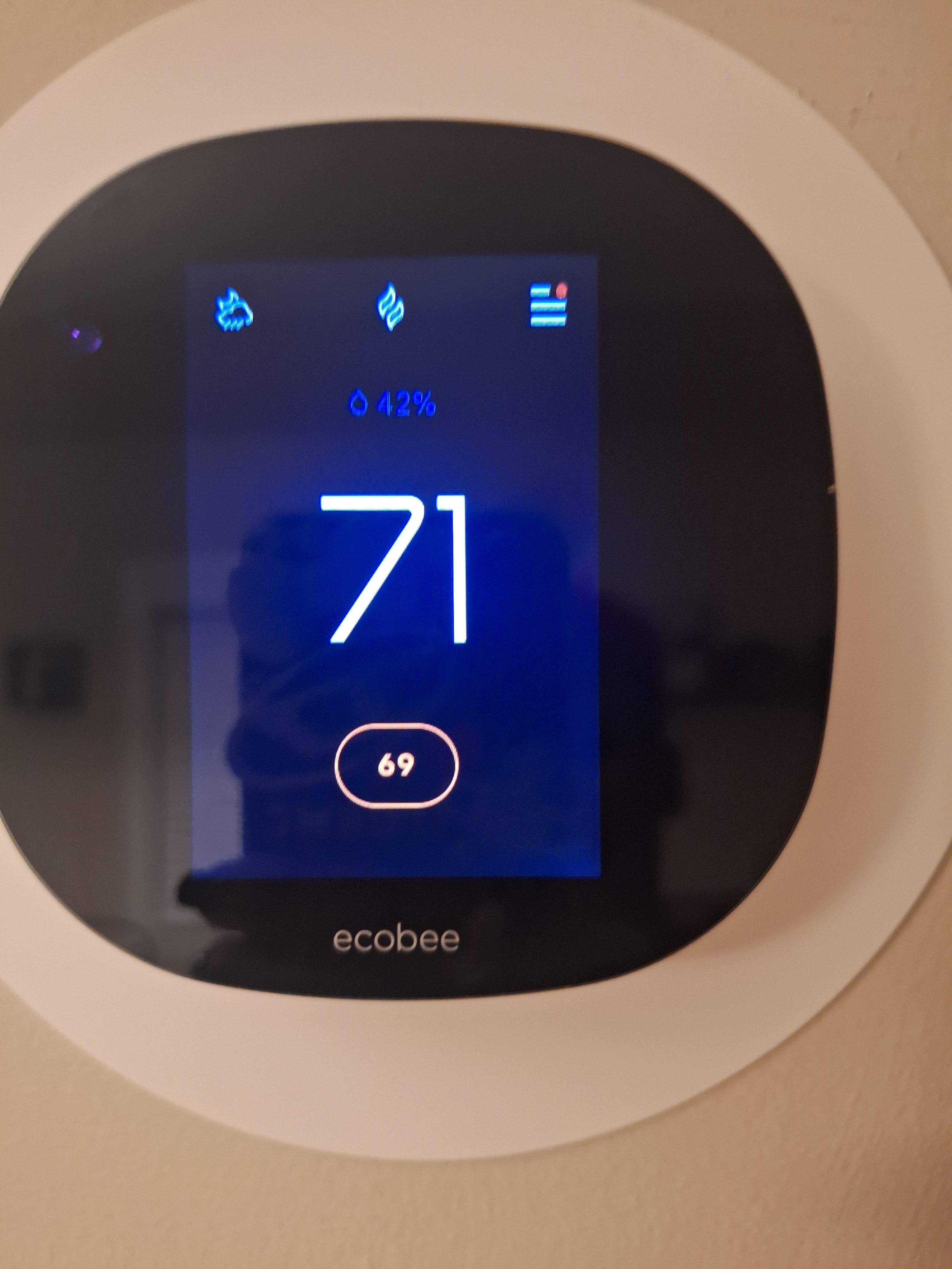Thermostat showing temp in the unit.