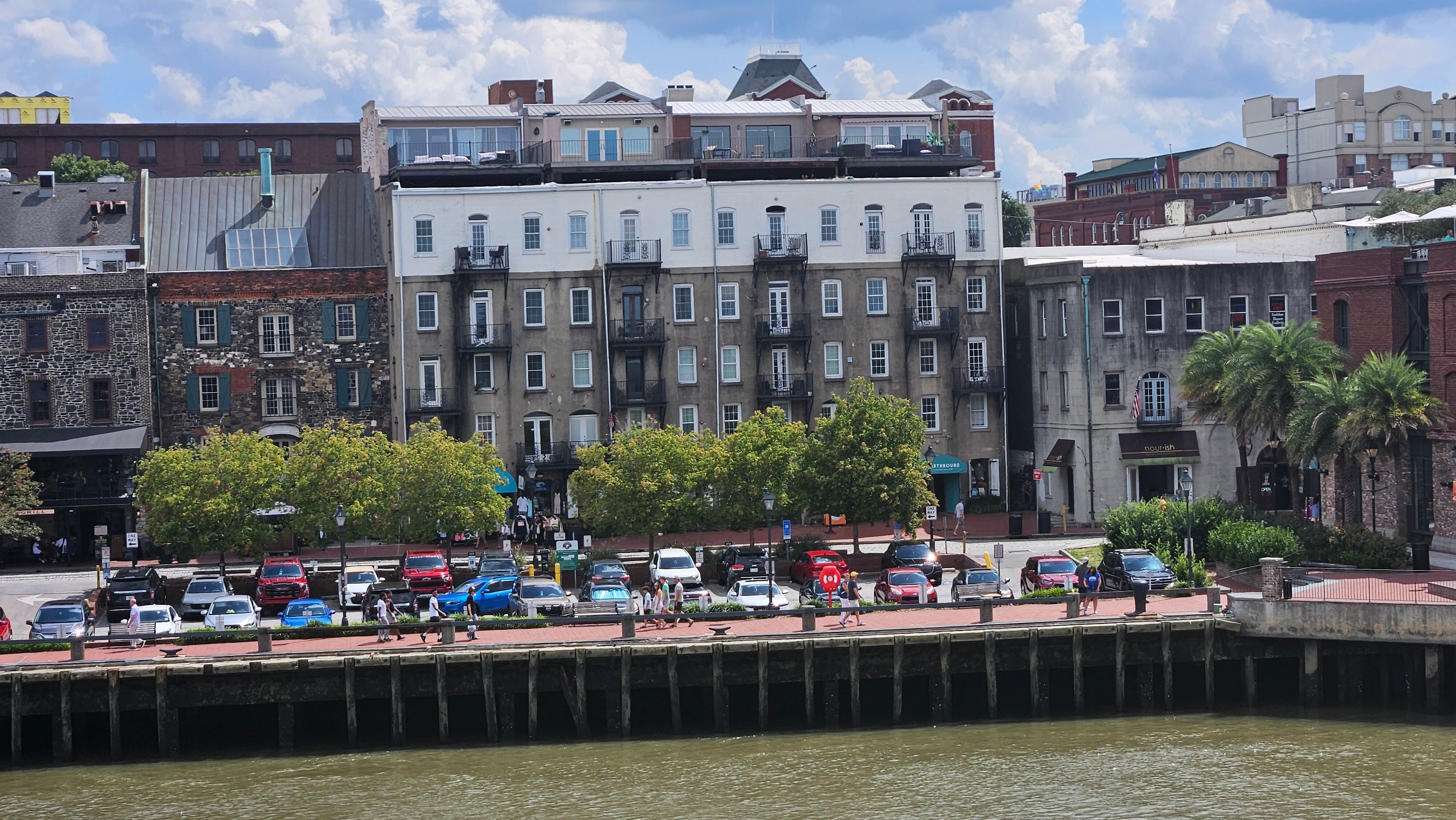 view of the building from the riverboat