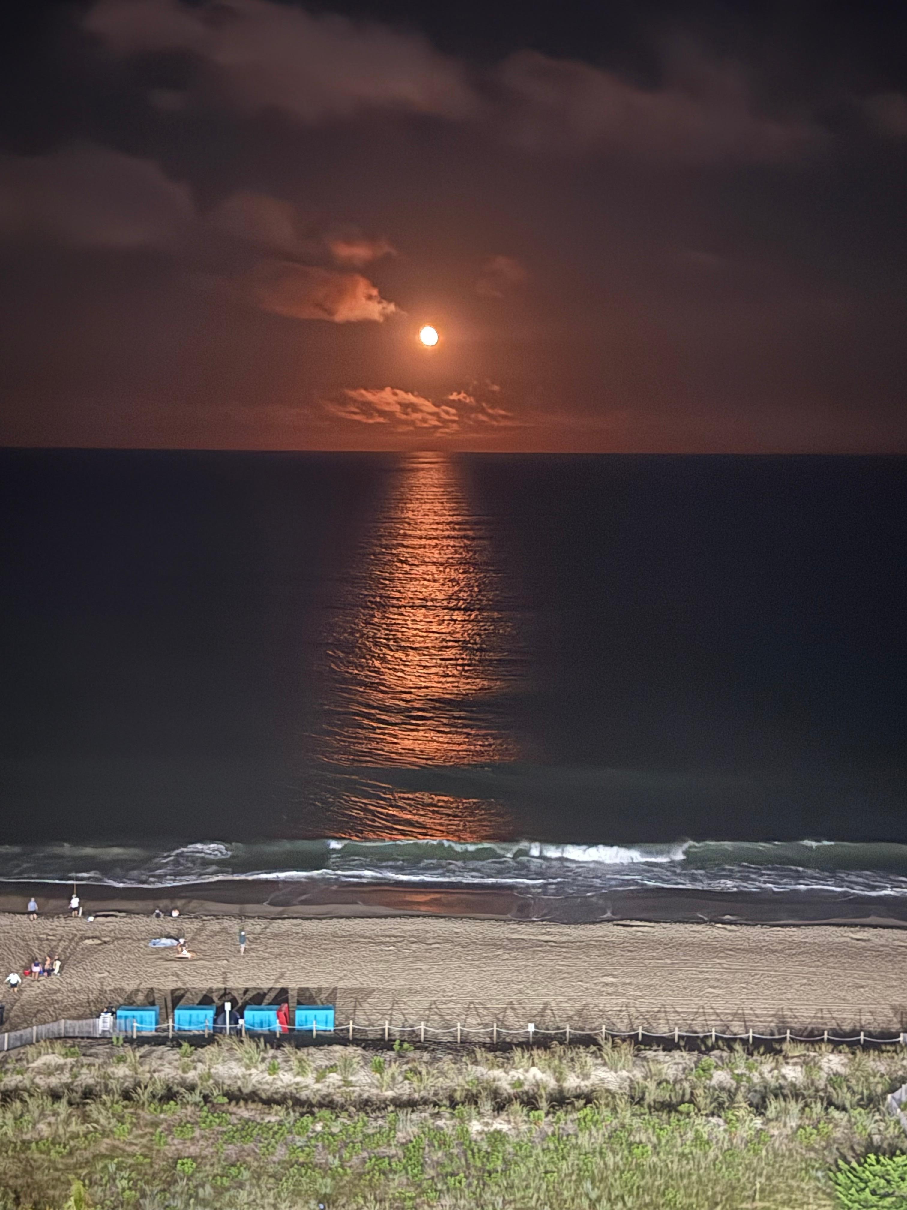 Orange moon from balcony