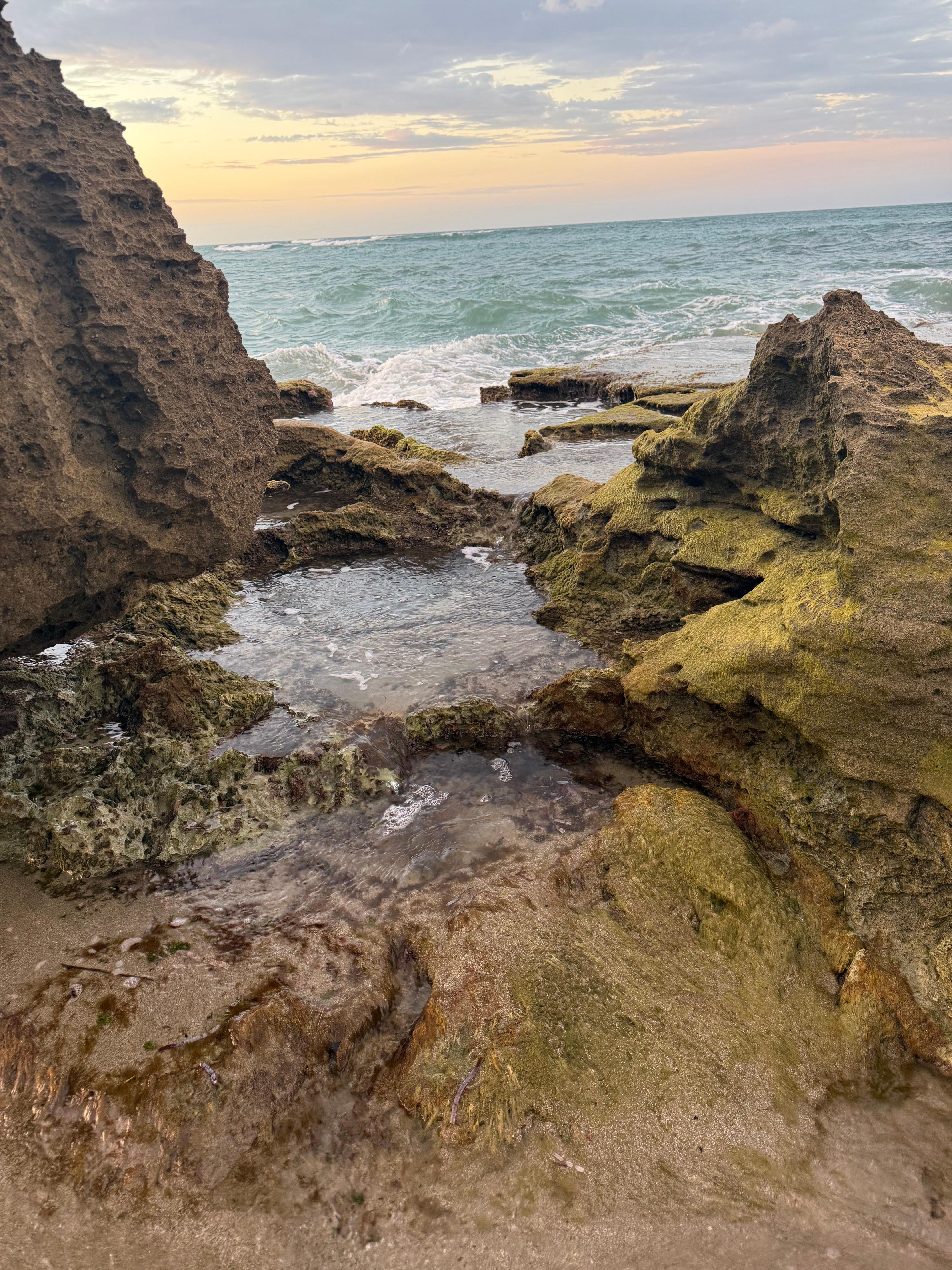 a fifteen minutes walk up the beach at sunset