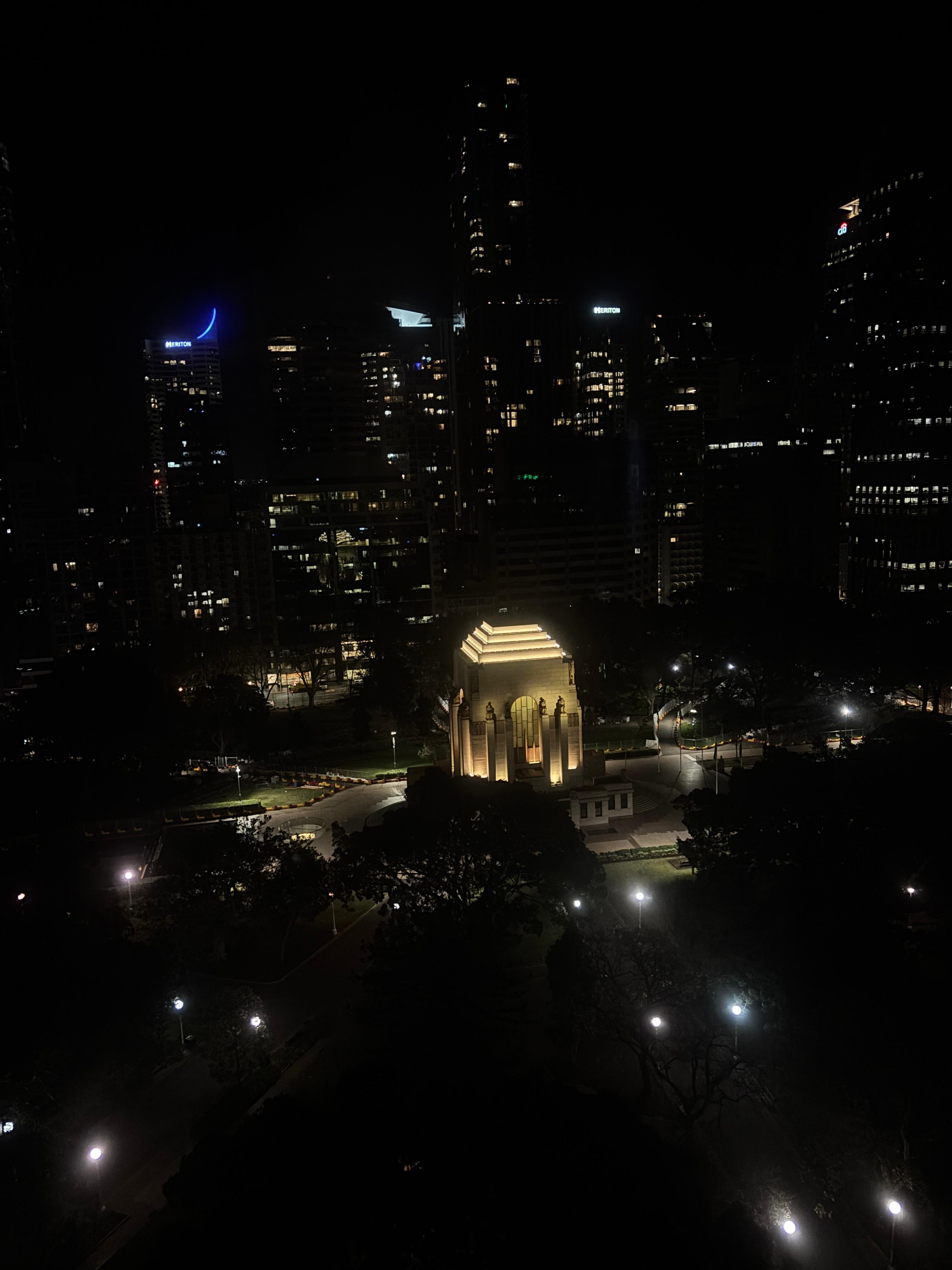 Night view of Memorial and Park