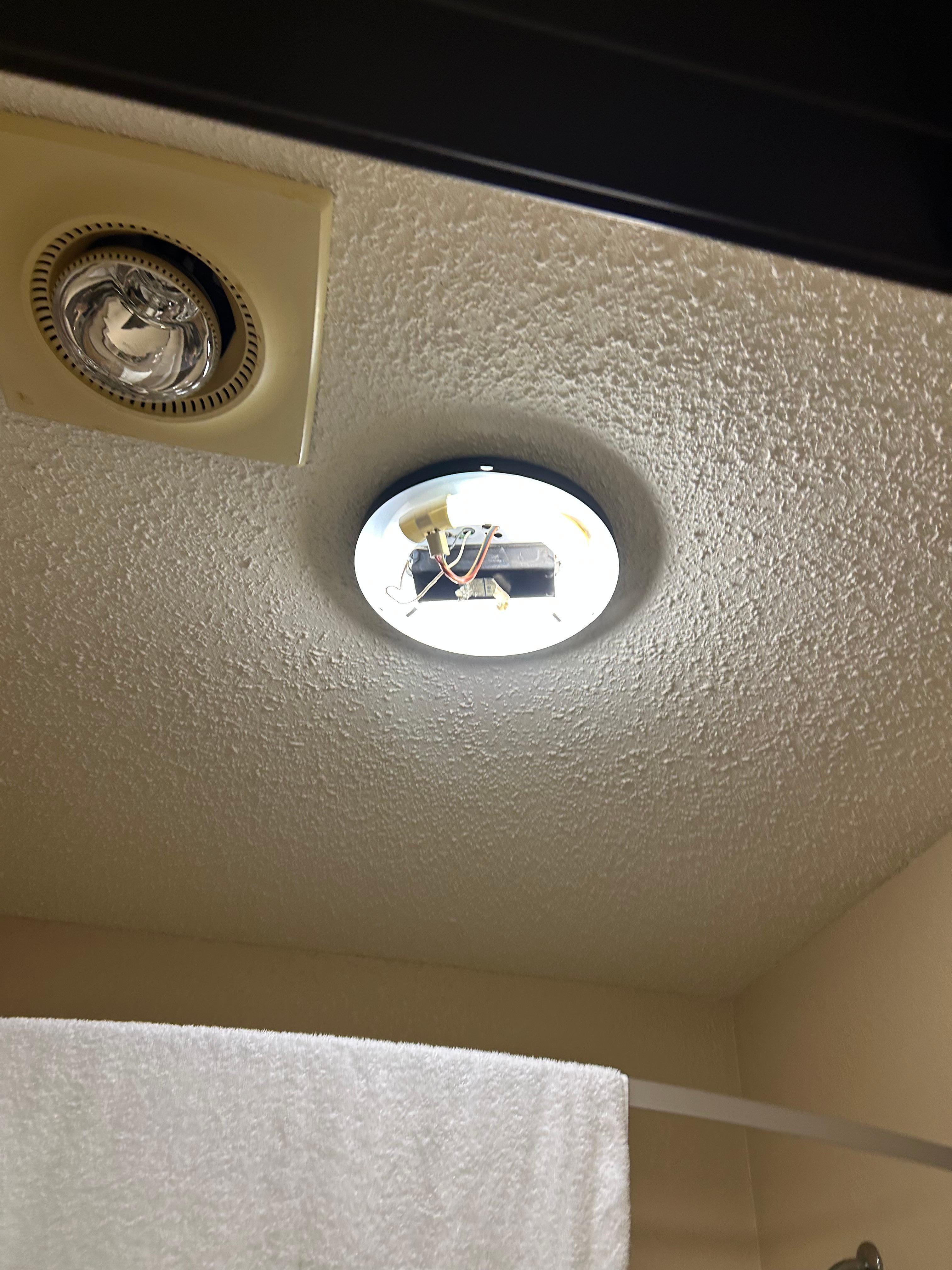 Light fixture in bathroom. 
