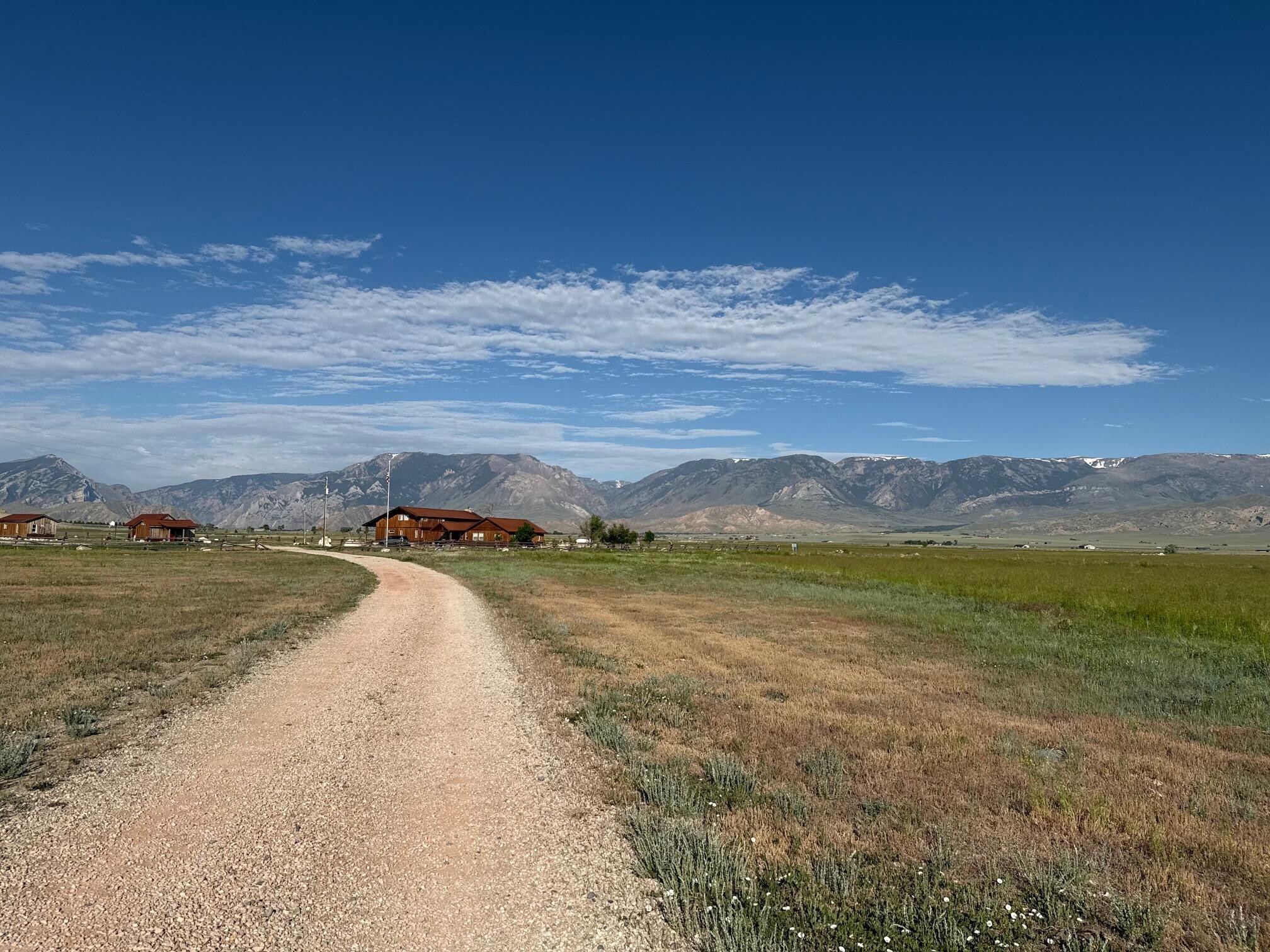 View from the road, after turning into the driveway.