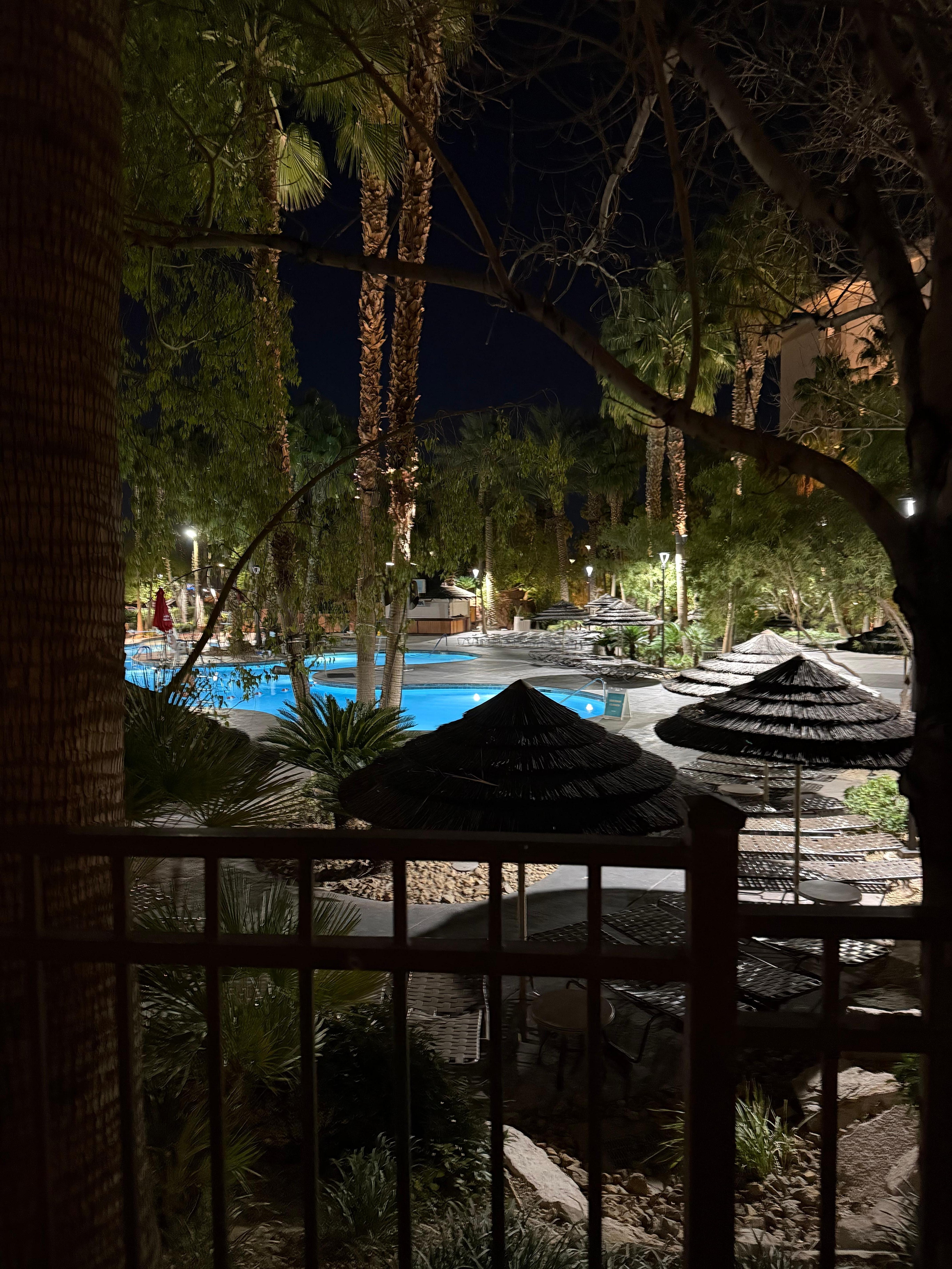 Pool area at night