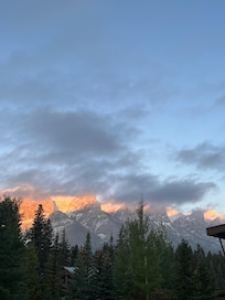 View from the patio of the mountains with the first snow of the season!