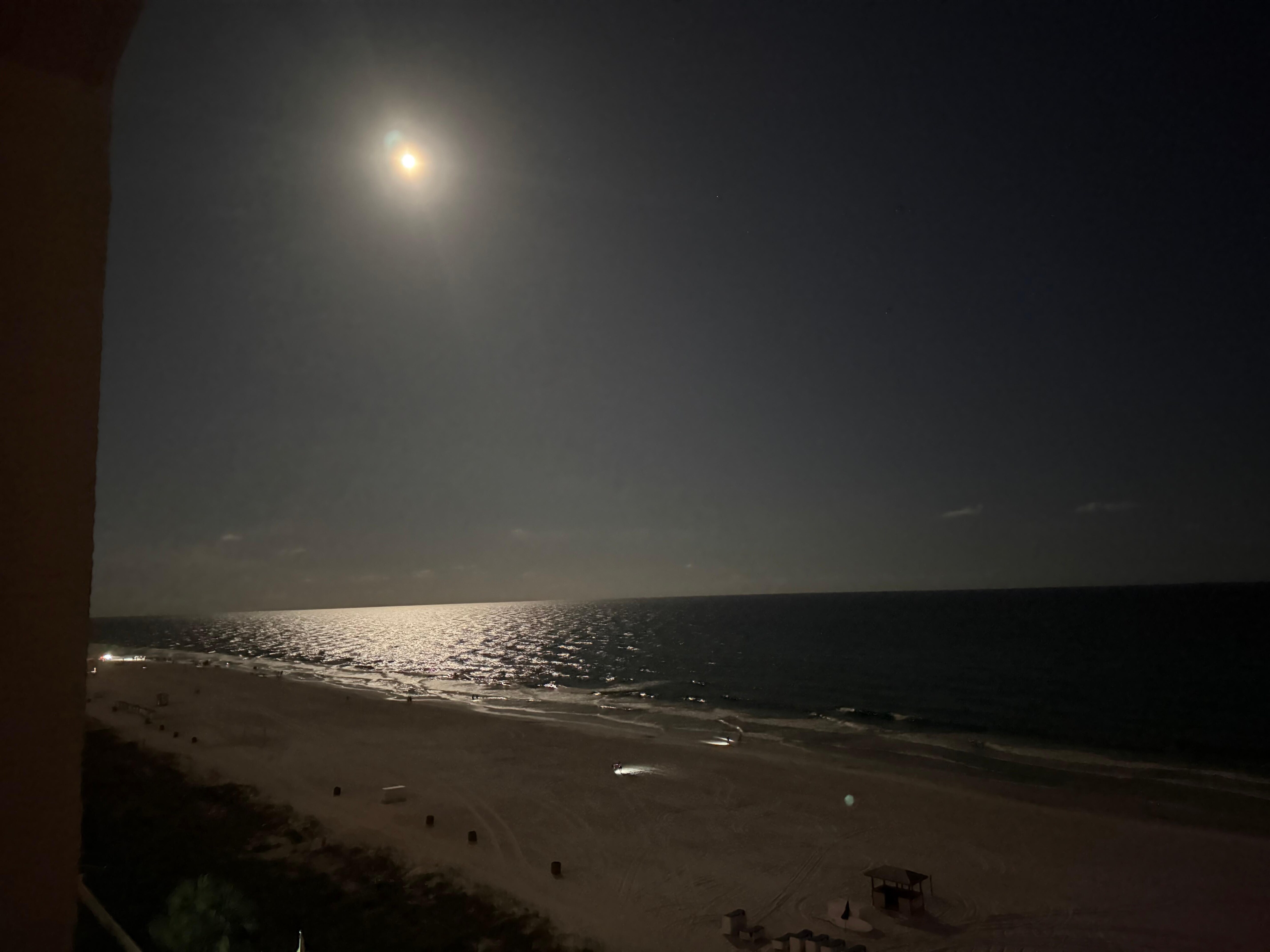 Moon was beautiful over the gulf from our balcony 