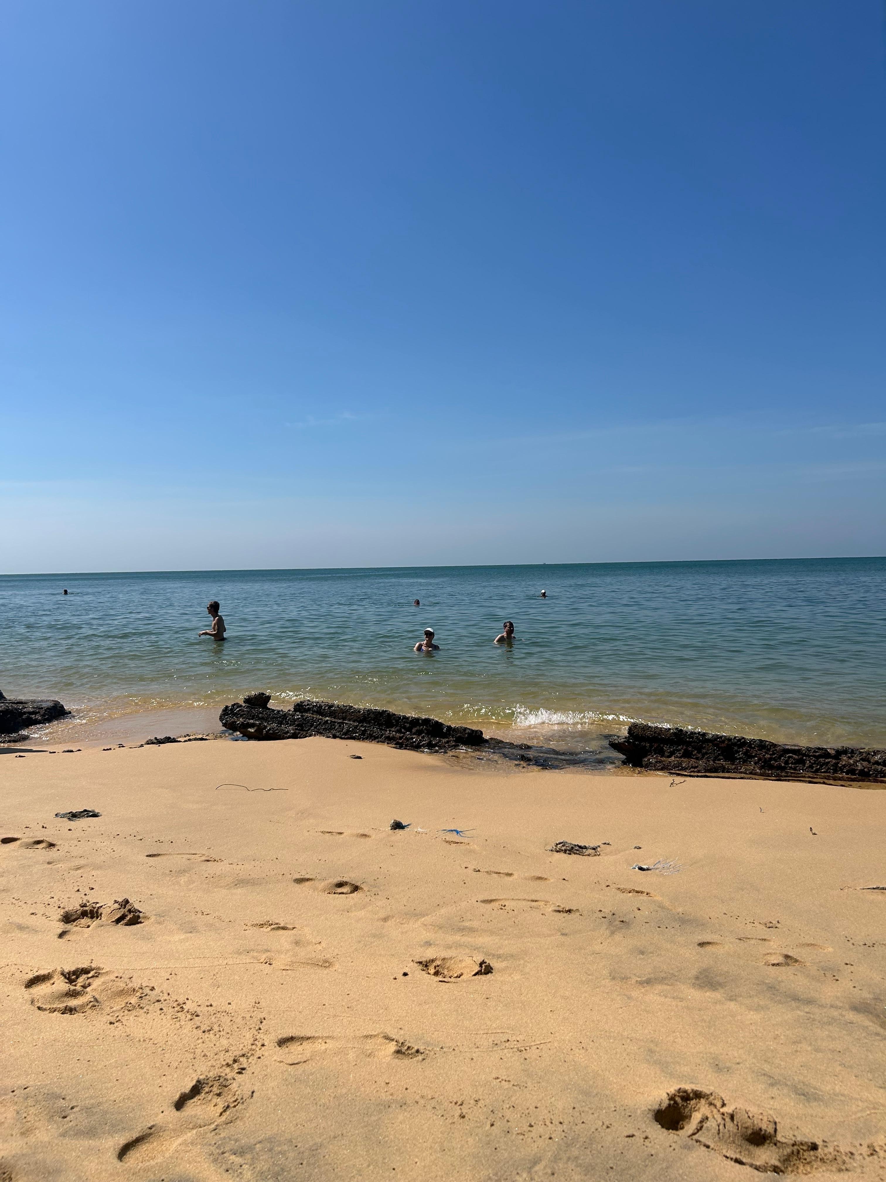 The concrete wall in the beach