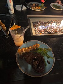 Fresh Royal Red Shrimp from Cape Coral farmers market along with a steak that we grilled and enjoyed eating outdoors by the pool.