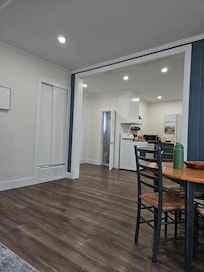 View from couch to kitchen.