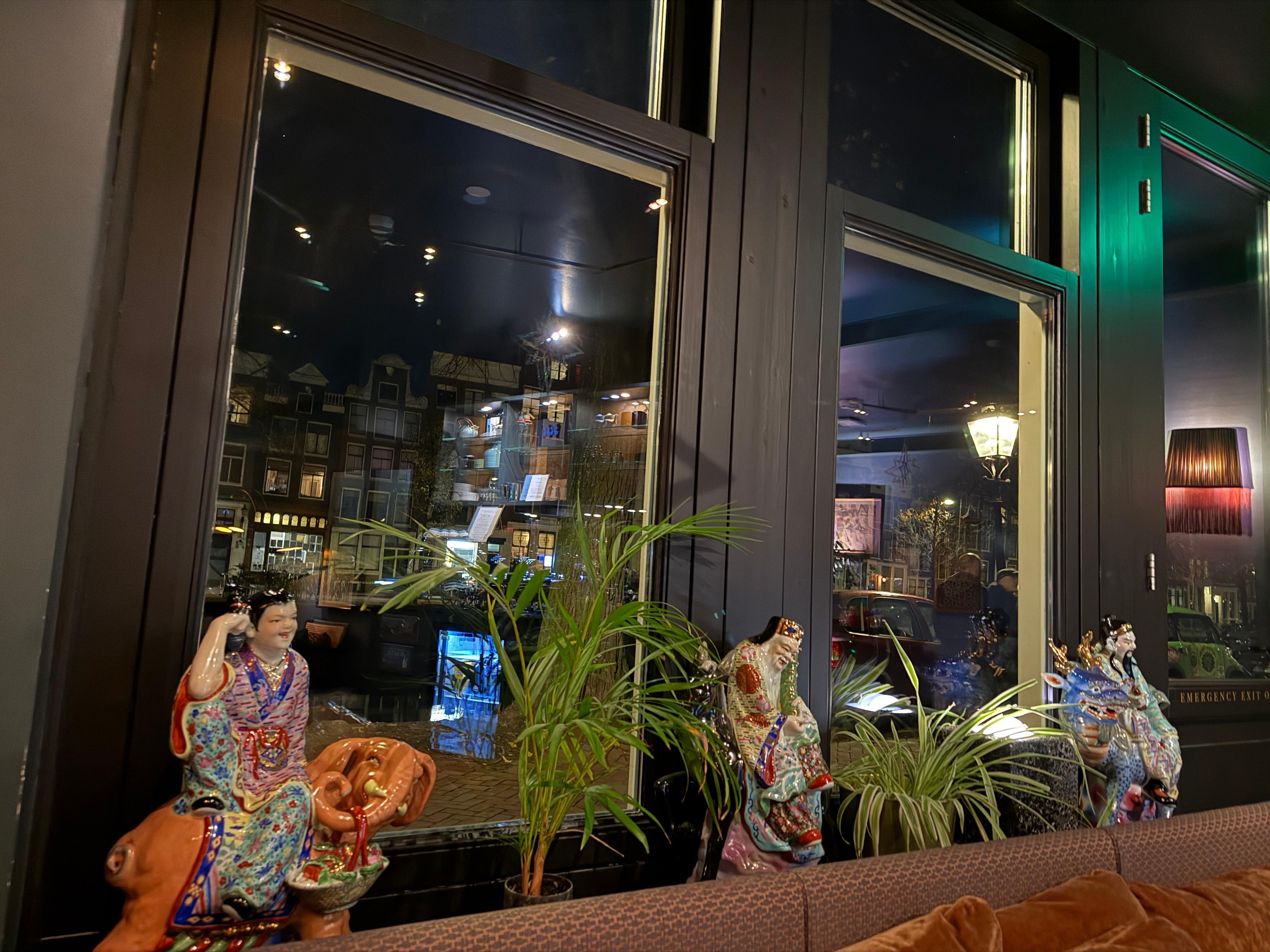 Lobby view onto the street (next to a canal)