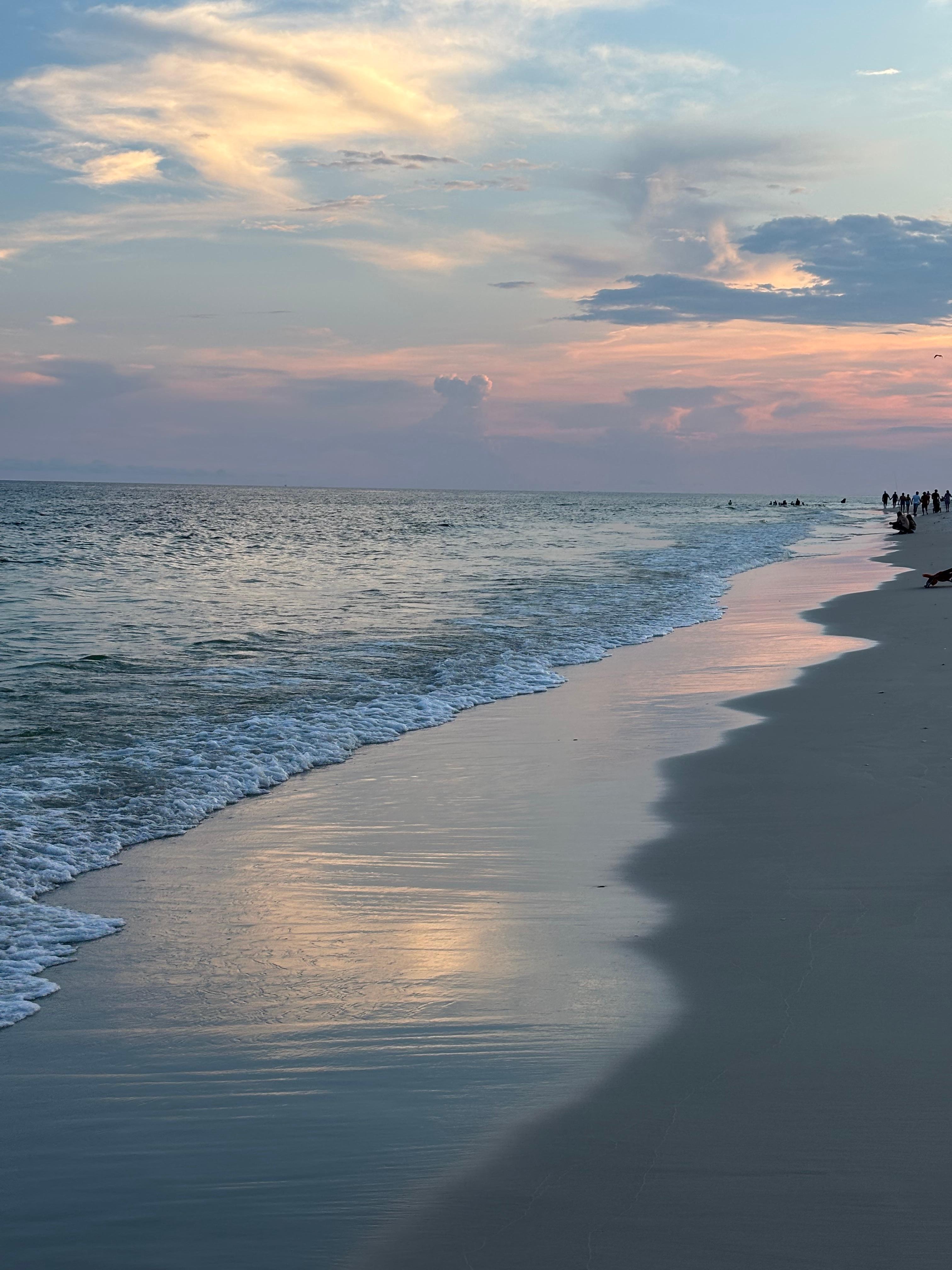 Walking along the beach at sunset, can’t beat the beauty.