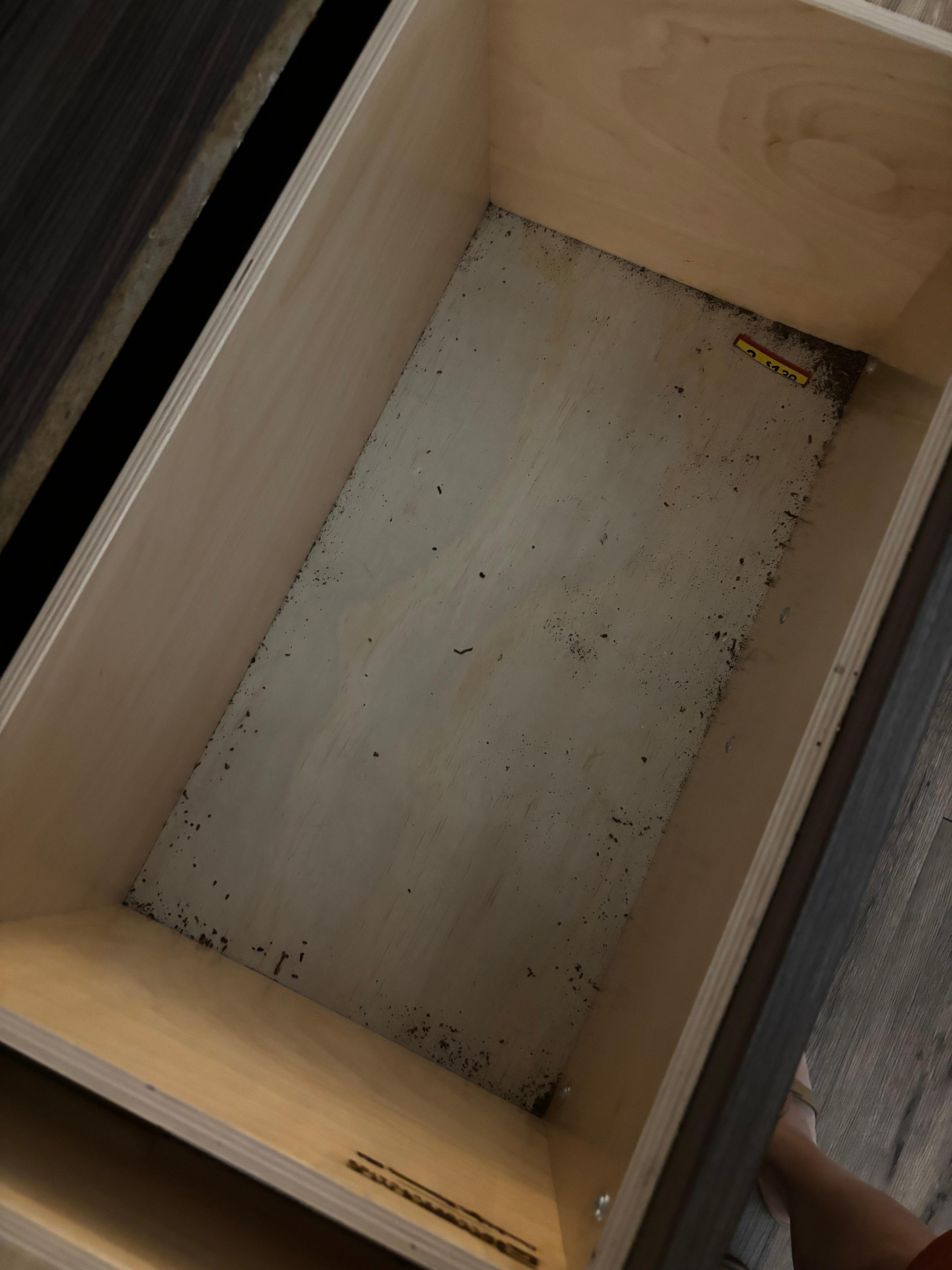 Drawer filled with roach eggs 