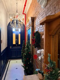 Hallway foyer of hotel connected building