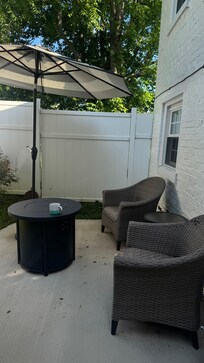 Back patio. Perfect spot for morning coffee!
