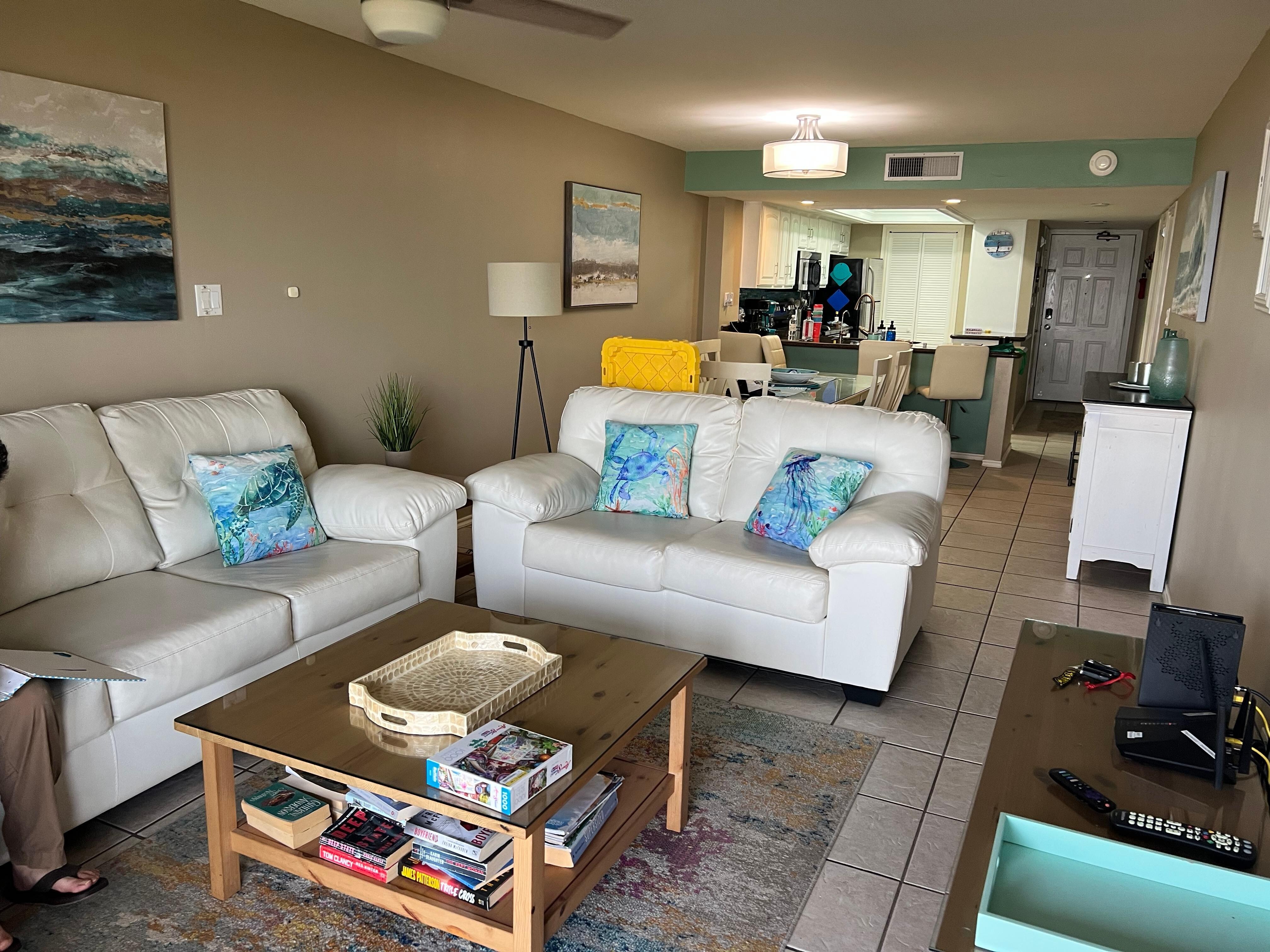 Living room, dining area & kitchen
